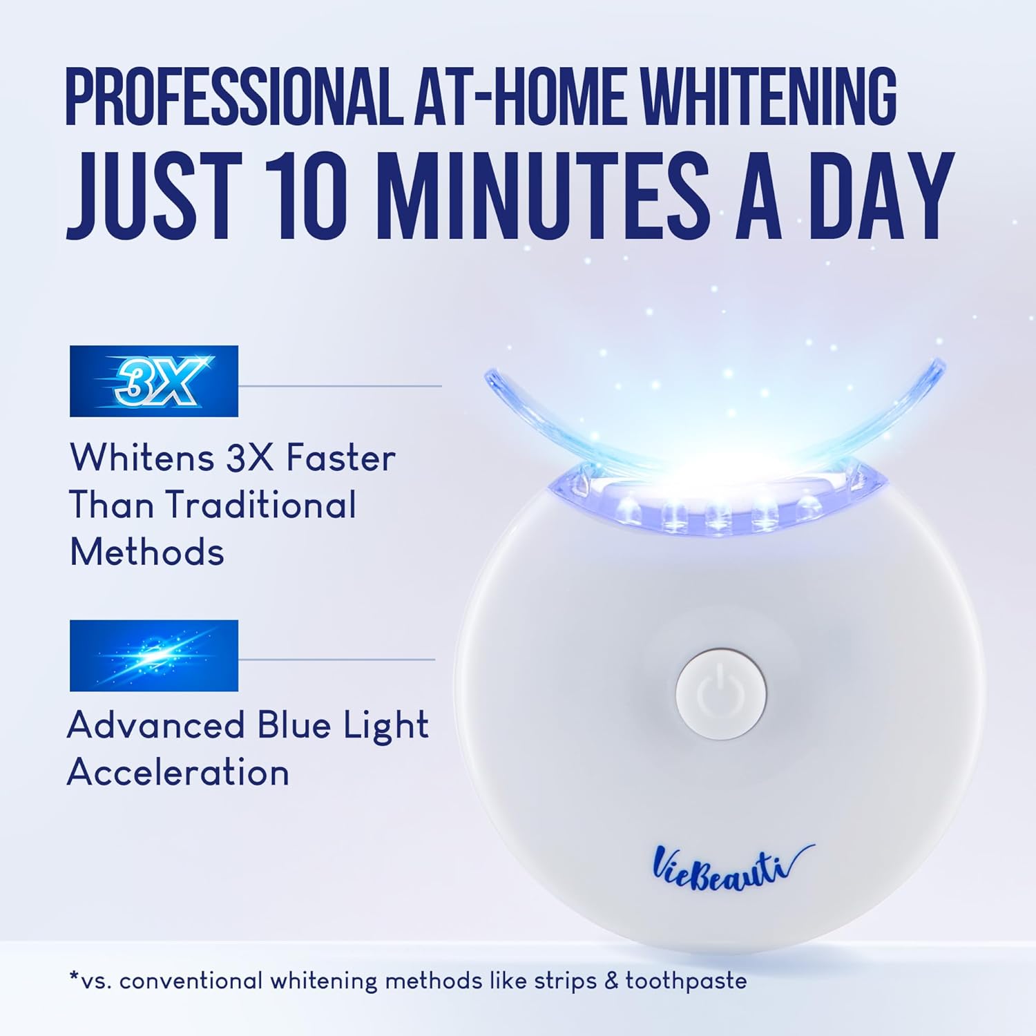 VieBeauti Teeth Whitening Kit with LED Light: Tooth Whitener with 35% Carbamide Peroxide, Remineralizing Gel, Mouth Trays and Tray Case - 10-Minute Timer Enhances Minty Fresh White Smile Mint - Image 3