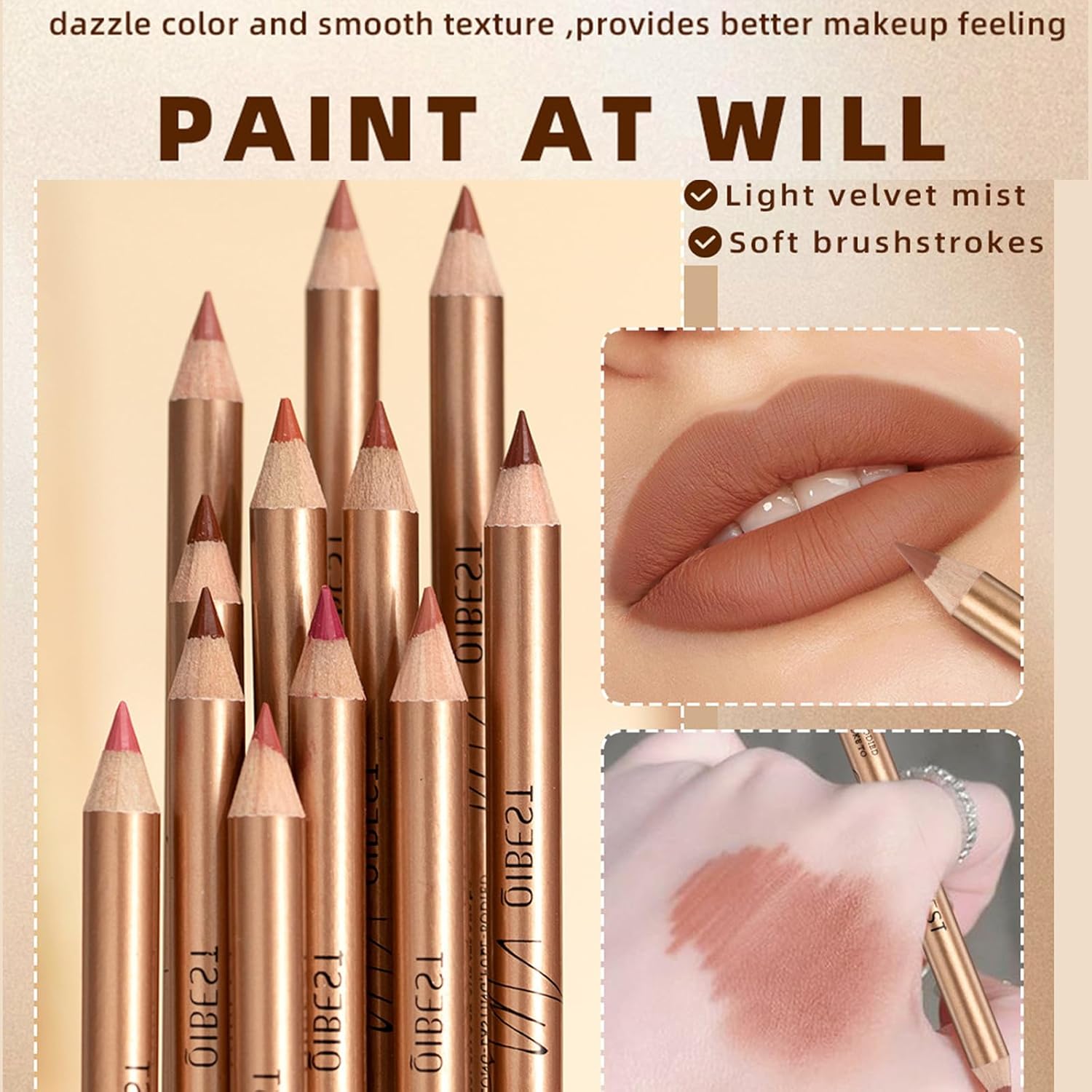 12PCS Matte Lip Liner Set,Waterproof Lipstick Liner Slim,High Pigmented Creamy Lipliners Pencil,Non-fading Long Lasting Lip Liner Pencil for Women - Image 5