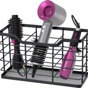 HappyHapi Hair Dryer Holder Hair Tool Organizer, Antirust Wall Mount Bathroom Hair Care Styling Tool Storage Basket for Hair Dryer, Curling Wands, Hair Straighteners
