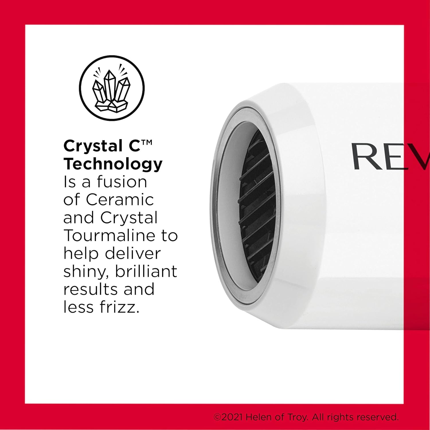 REVLON Crystal C + Ceramic Compact Hair Dryer | 1875W Blow Dryer with Crystal C Technology for Shiny Long-Lasting Shine and Less Frizz | Lightweight (White/Black) - Image 2