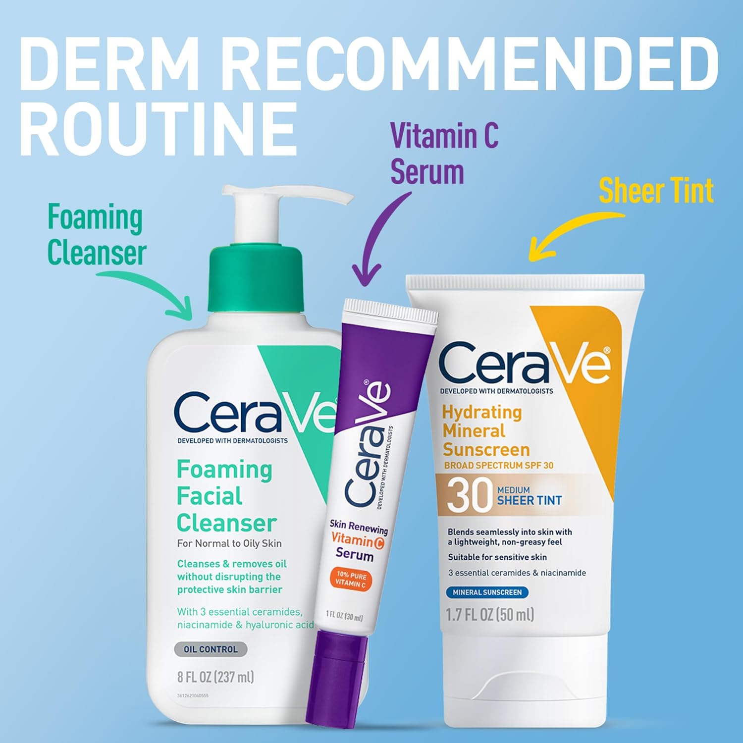 CeraVe Hydrating Mineral Sunscreen SPF 30 with Sheer Tint, Tinted Mineral Sunscreen with Zinc Oxide & Titanium Dioxide, Blends Seamlessly For Healthy Glow, Medium, 1.7 Fluid Ounce - Image 8