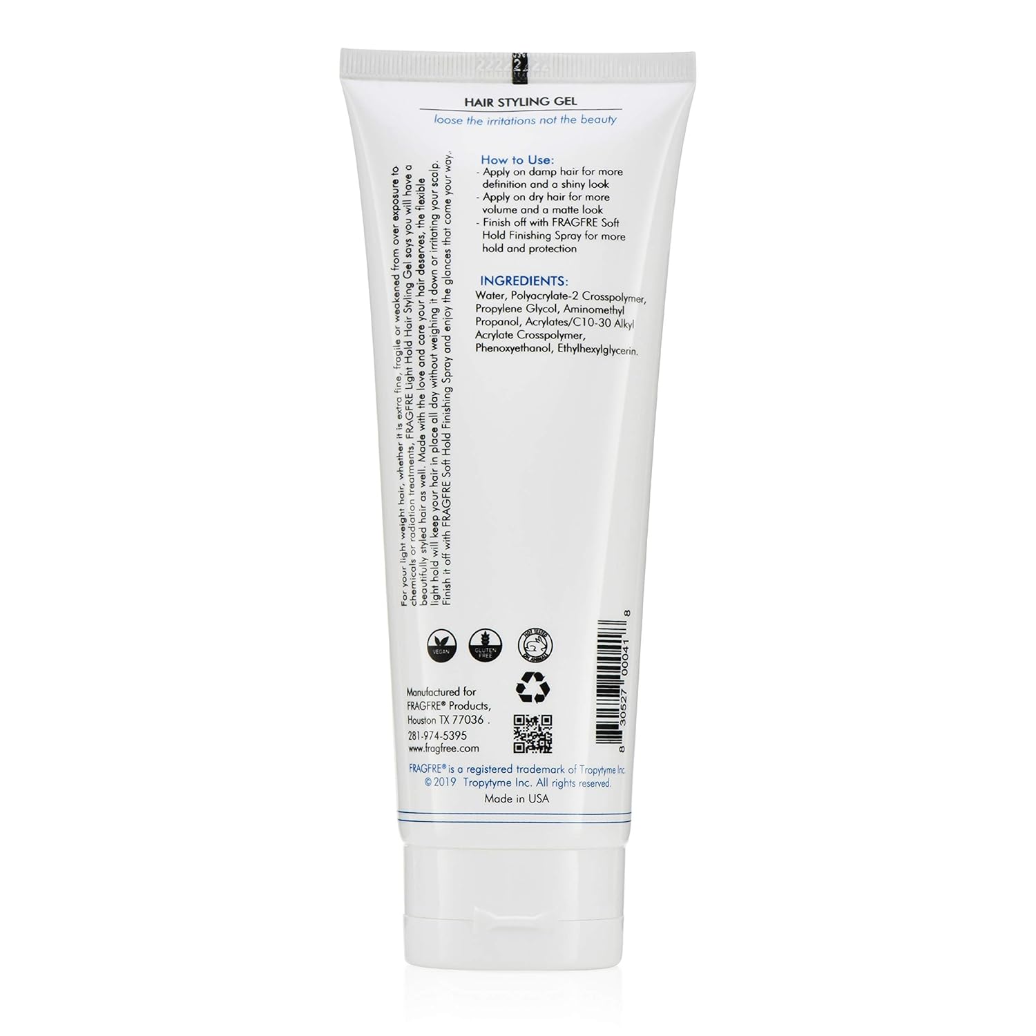 Light Hold Hair Gel Fragrance Free 8 oz - Lightweight Styling Gel for Fine Fragile and Weakened Hairs - Paraben Free Hypoallergenic Sensitive Formula - Vegan Gluten Free Cruelty Free (1 Pack) - Image 3