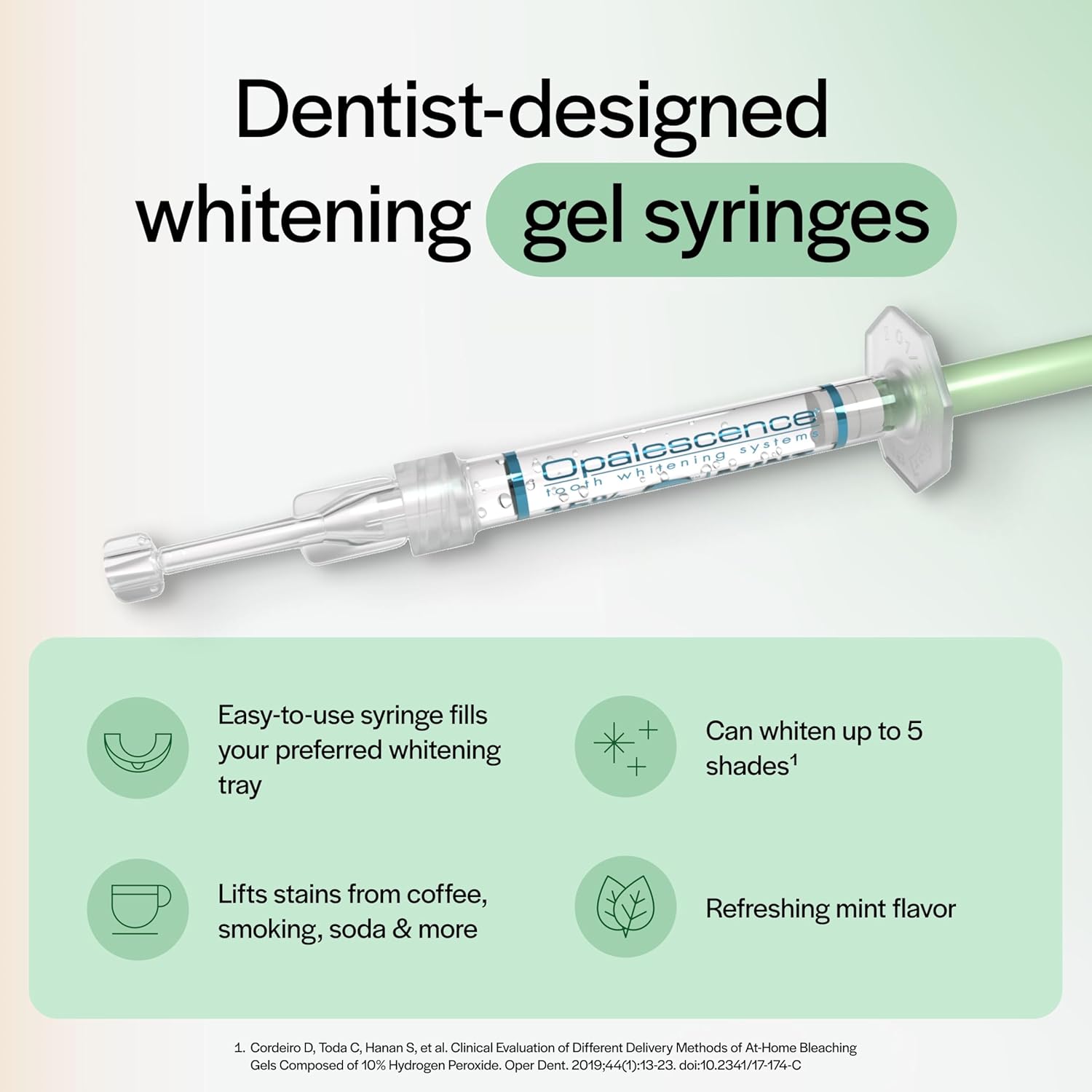 Opalescence 20% Teeth Whitening Refill Kit (2 Packs / 4 Syringes) Carbamide Peroxide. Made by Ultradent, in Mint Flavor. Tooth Whitening Refill Syringes - B-5196-4 - Image 2