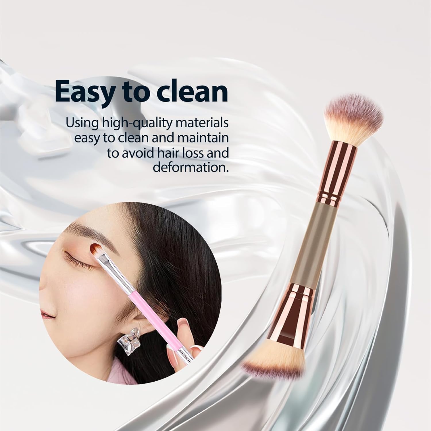 4Pcs Dual-ended Makeup Brushes for Contouring Eyeshadow Blending and Bronzing Angled Foundation Brush and Concealer Brush Premium Luxe Hair for Flawless Application of Liquid Cream and Powder Makeu - Image 2