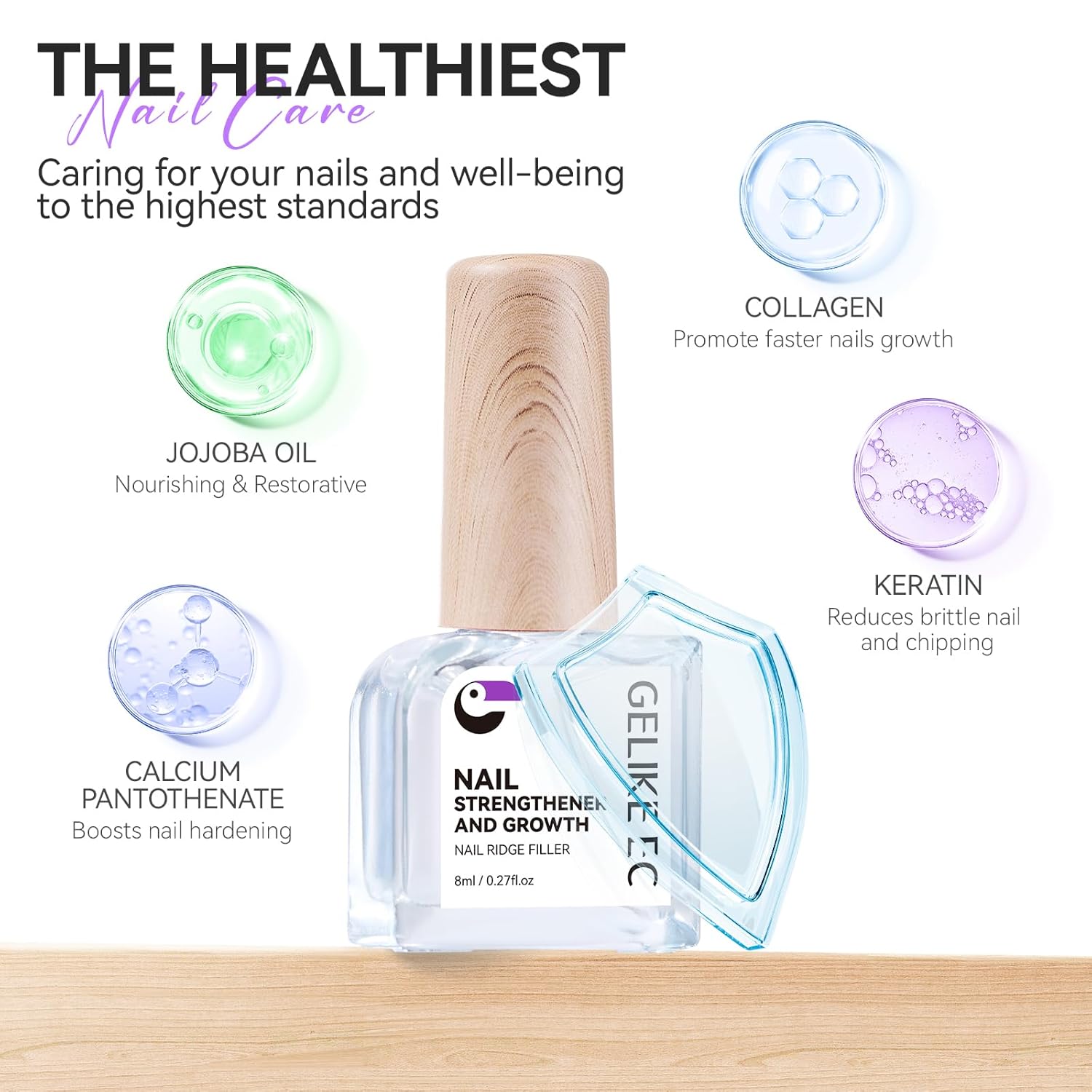 Gelike EC Ridge Filler Nail Strengthener: Extra Strong Nail Hardener for Damaged Nails & Growth Treatment for splitting nails - Organic, Vegan, Cruelty Free for Daily Home Salon - Image 7