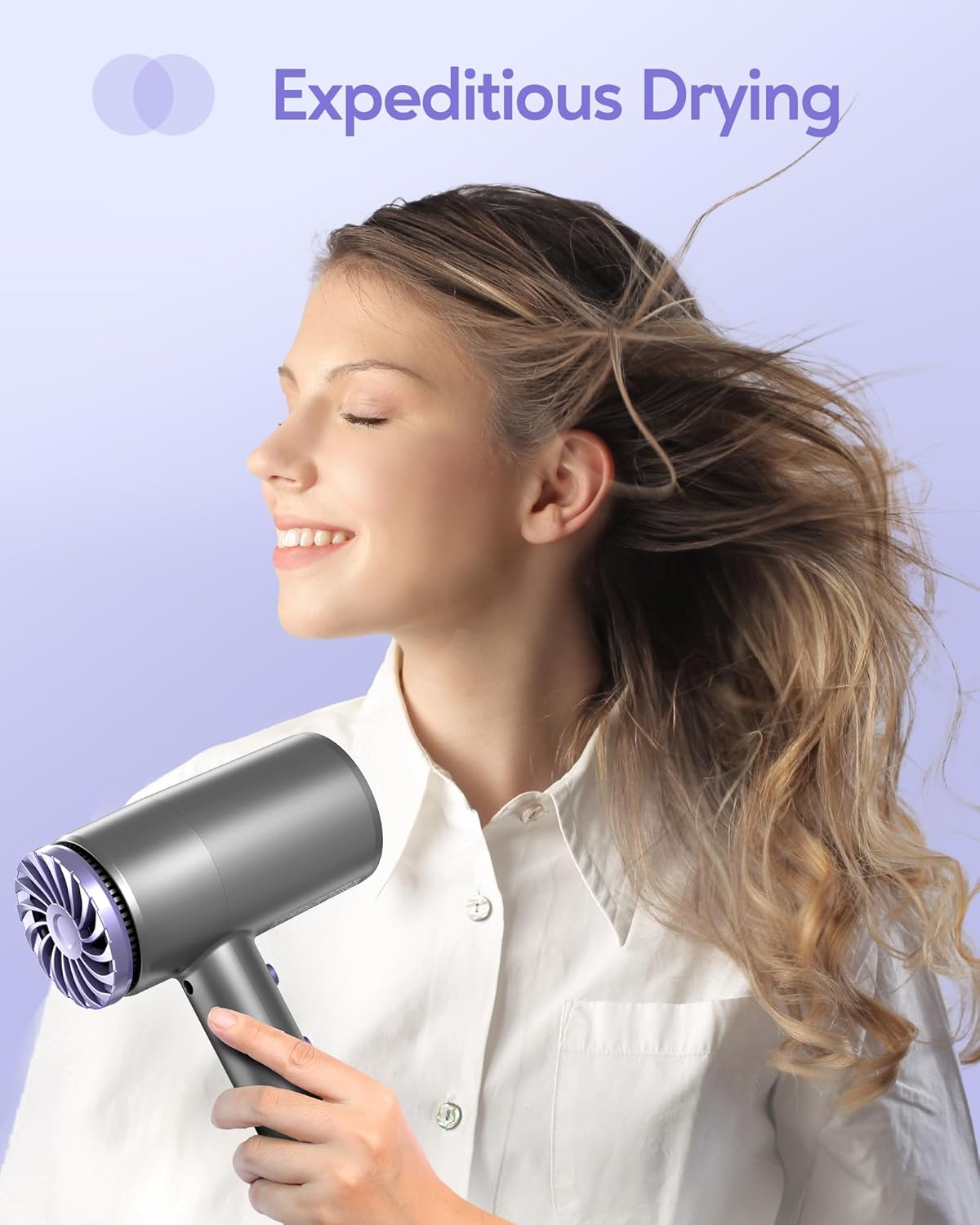 Wavytalk Hair Dryer with Diffuser 1875W Ionic Blow Dryer for Fast Drying with Concentrator Lightweight, Purple. - Image 3