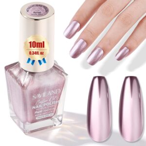 SAVILAND Metallic Nail Polish Rose Glod: 0.34 oz Air Quick Dry Chrome Nail Polish Castor Oil Regular Fingernail Polish Easy To Use & Remove Chip Resistant Bulk Nail Lacquer for Toe Nail Art DIY Home