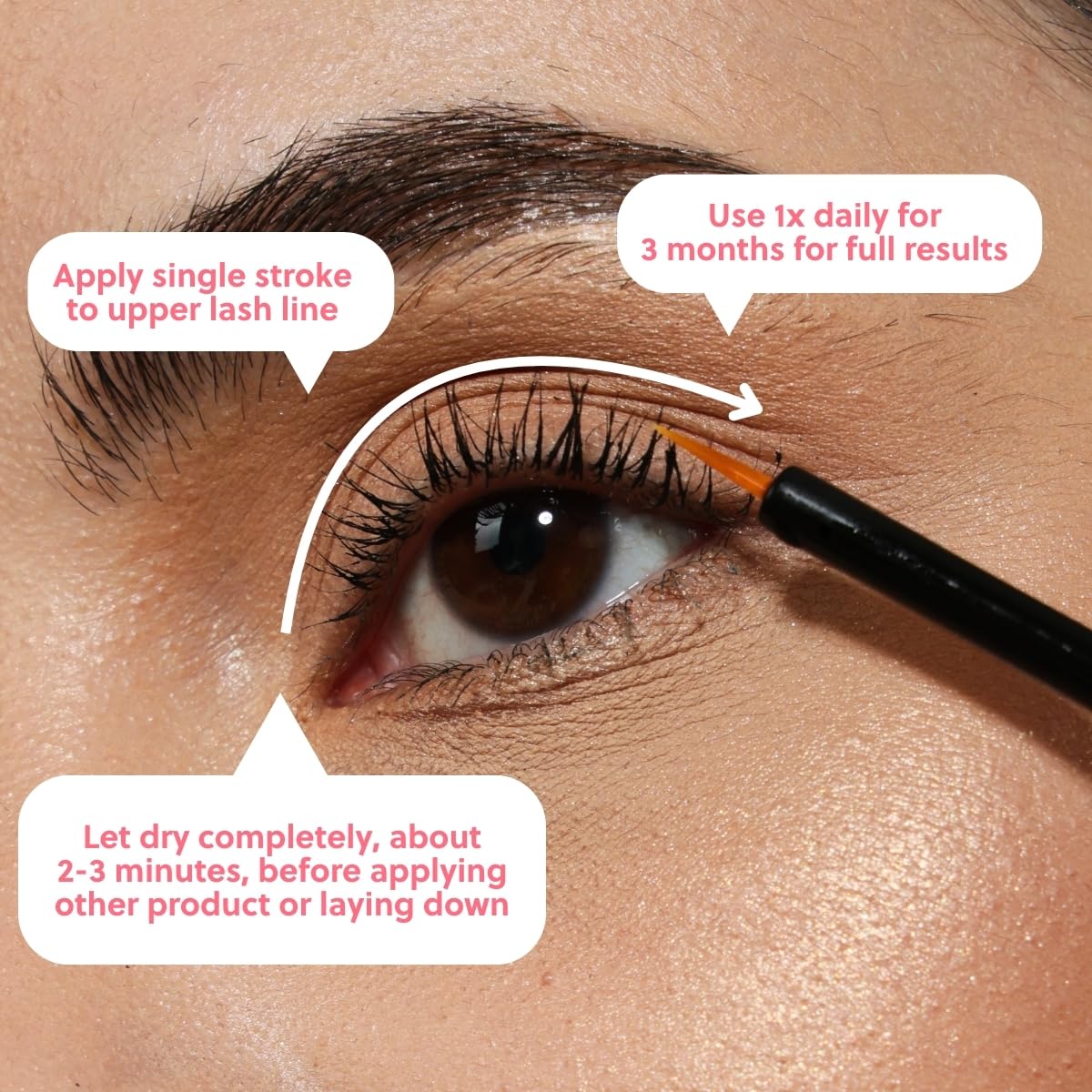 Lash & Brow Growth Serum - Hormone-Free Enhancer for Thicker, Longer Lashes & Brows in 2 Weeks - Organic, Vegan & Gentle 0.10 fl. oz / 3ml - Image 4