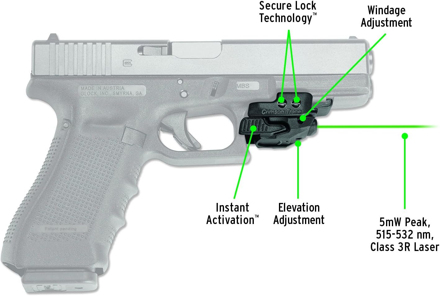 Crimson Trace CMR-206 Rail Master Universal Laser with Instant Activation and Quick Installation for Pic Rail Mounts, Shooting, Competition and Range , Black - Image 4