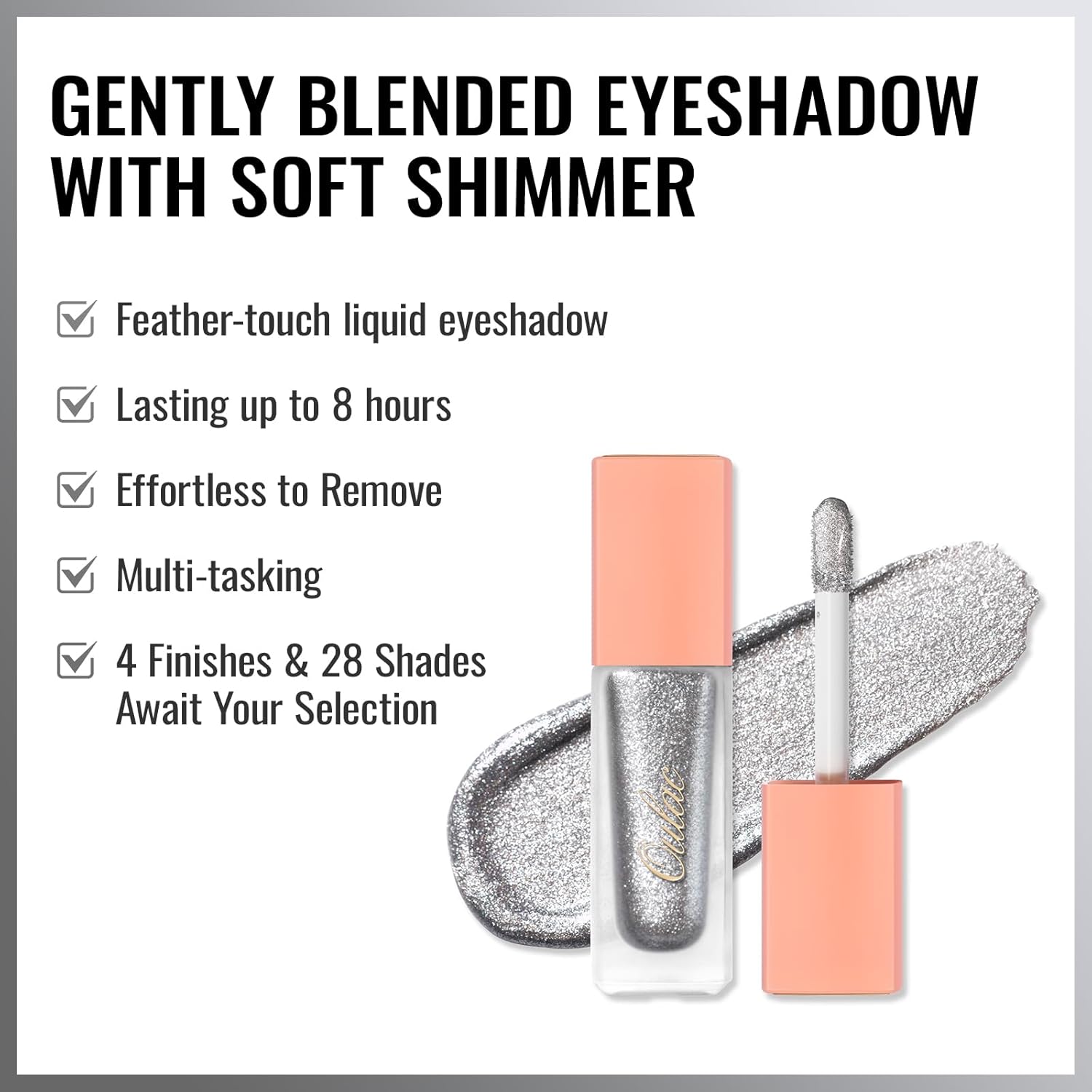 Oulac Liquid Glitter Eyeshadow - Silver Shimmer, Non-Sticky One-Swipe Coverage with Quick-Drying, Crease-Resistant Formula. Vegan & Cruelty-Free (13) - Image 4