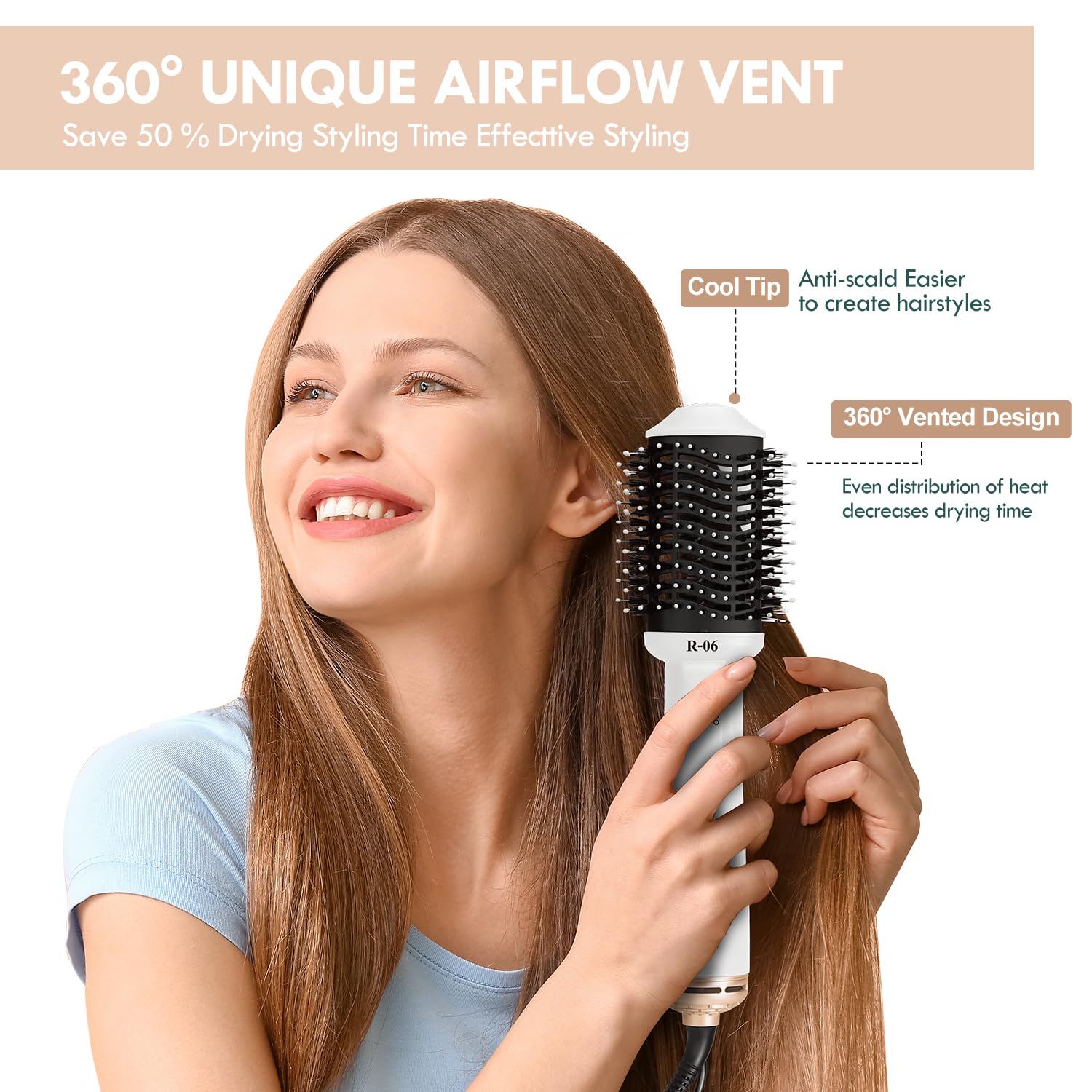 Hair Dryer Brush Blow Dryer Brush in One, 4 in 1 Hair Dryer and Styler Volumizer with Oval Barrel, Professional Salon Hot Air Brush for All Hair Types, Bright White - Image 7