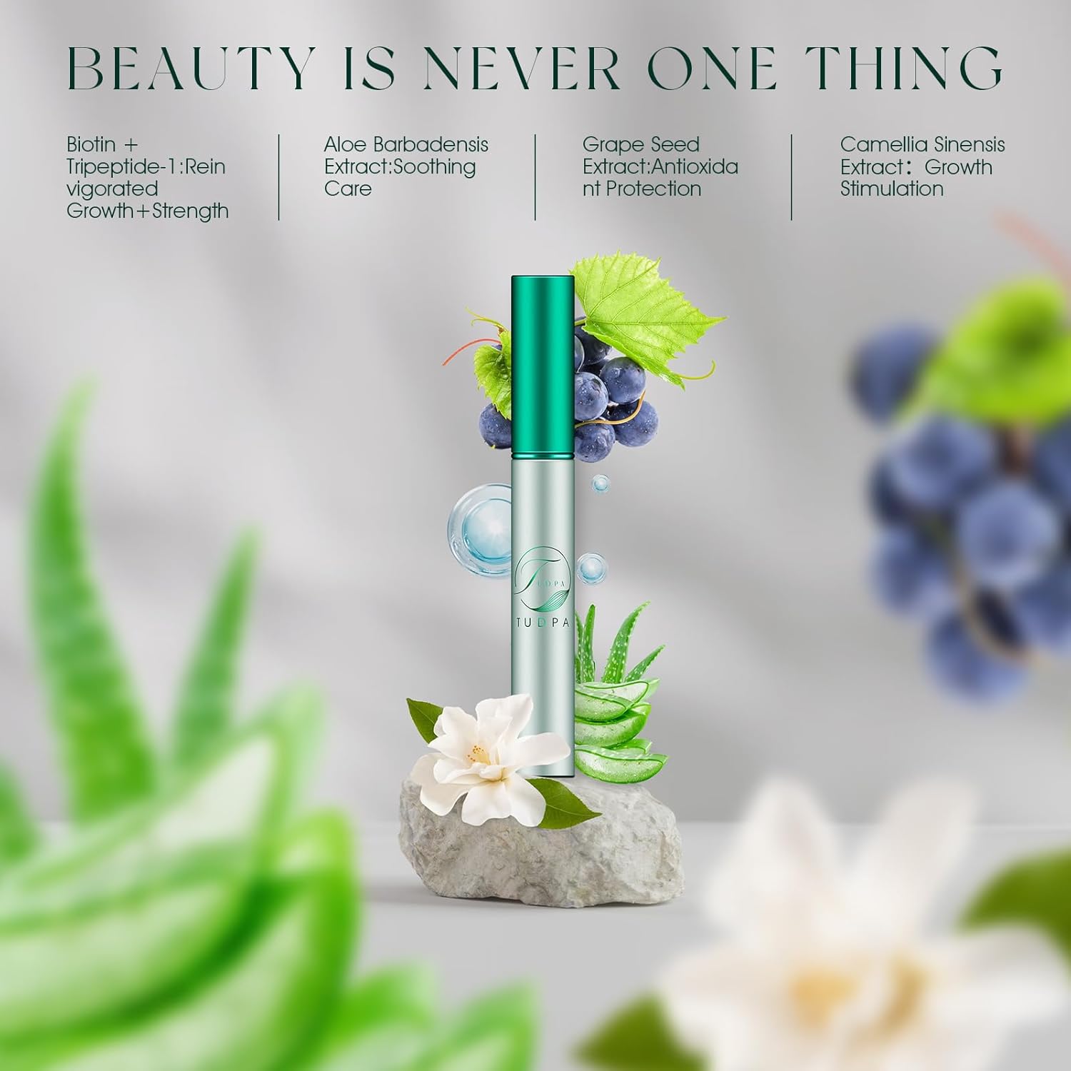 Eyelash Serum:Boost lash length, thickness, and strength with TUDPA's advanced, natural eyelash growth serum. 0.1 Fl. Oz (3 mL)(Green) - Image 3