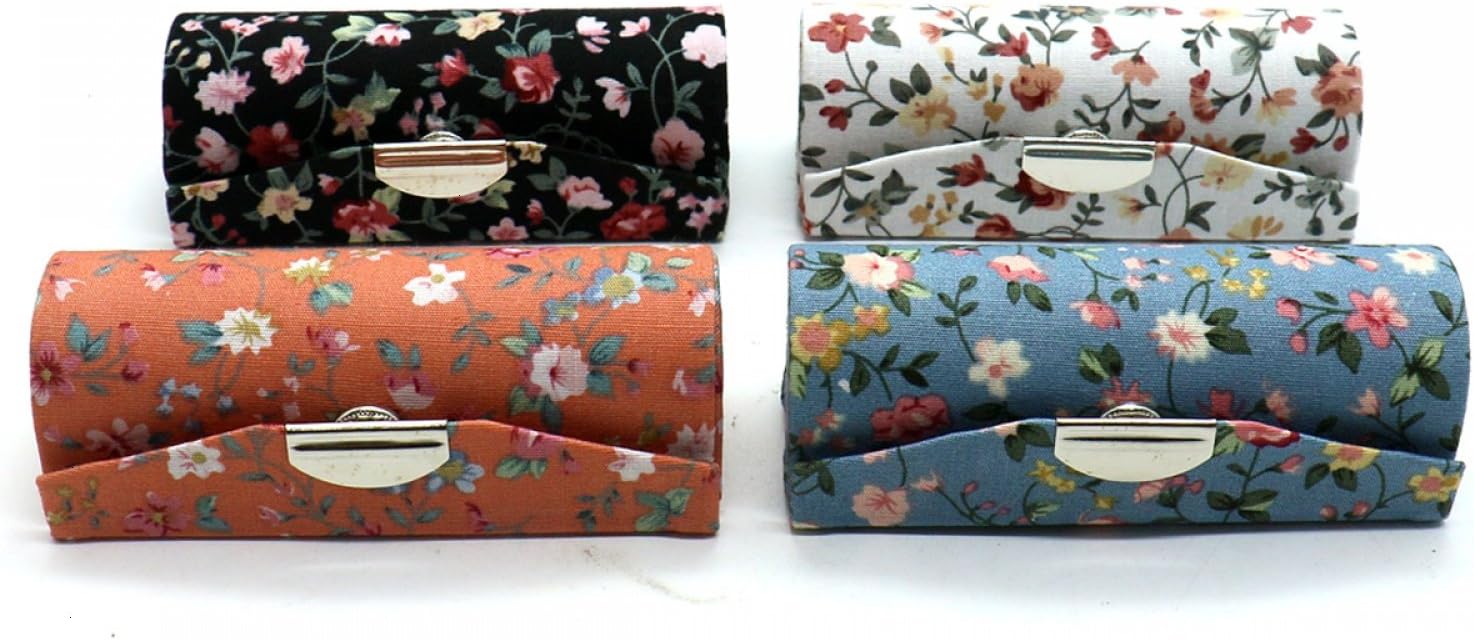 4 Pcs Ladies Floral Lipstick Case Holder with Mirror, Cosmetic Storage Kit Makeup Travel Cases Organizer Bag for Purse - Image 2