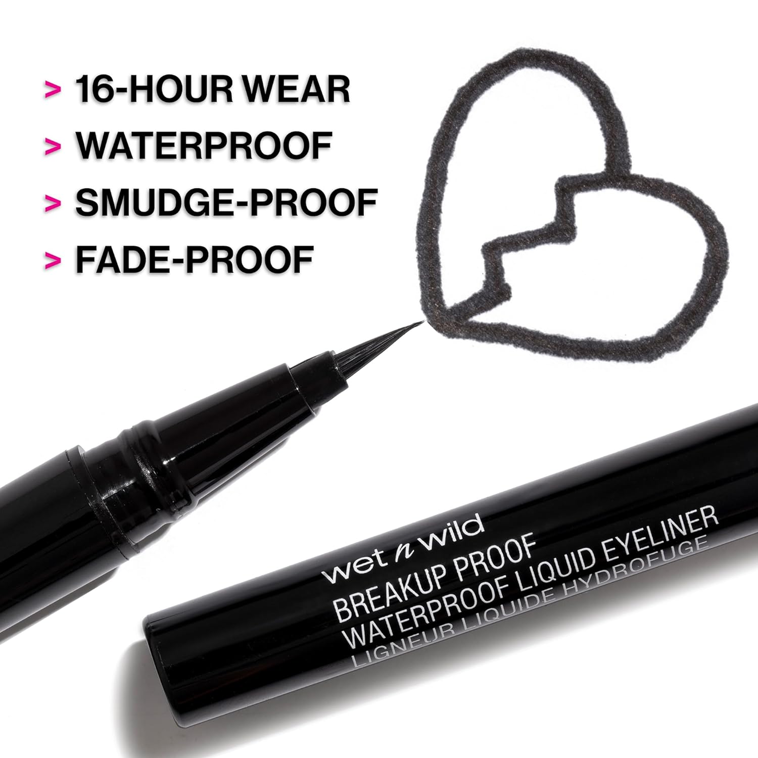 wet n wild Mega Last Breakup Proof Liquid Eyeliner - Ultra-Fine Brush, Waterproof, 16-Hour Long-Lasting Wear- Cruelty-Free & Vegan - Black - Image 3