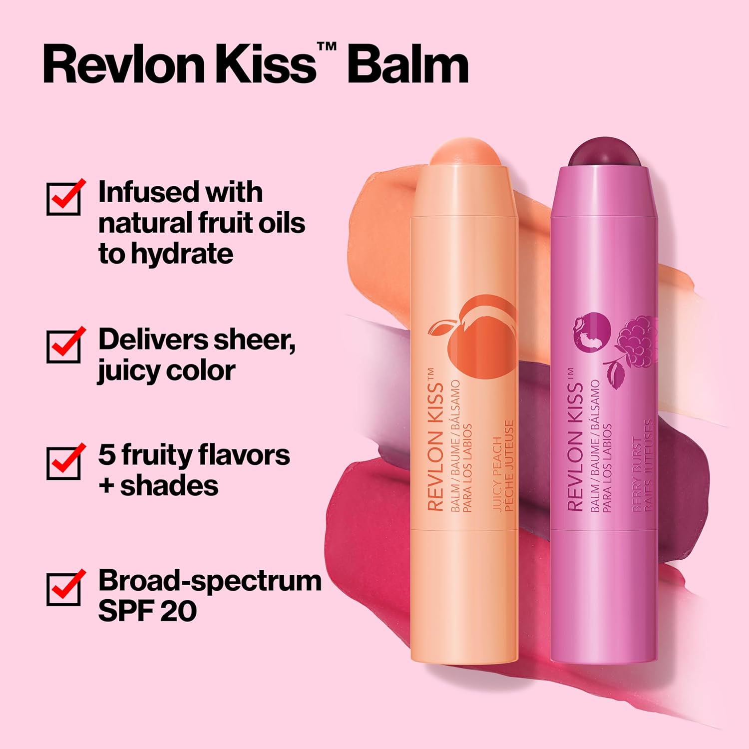 Revlon Kiss Tinted Lip Balm with SPF 20, Hydrating, Flavored, Infused with Natural Fruit Oils, 035 Berry Burst, 0.09 oz - Image 2