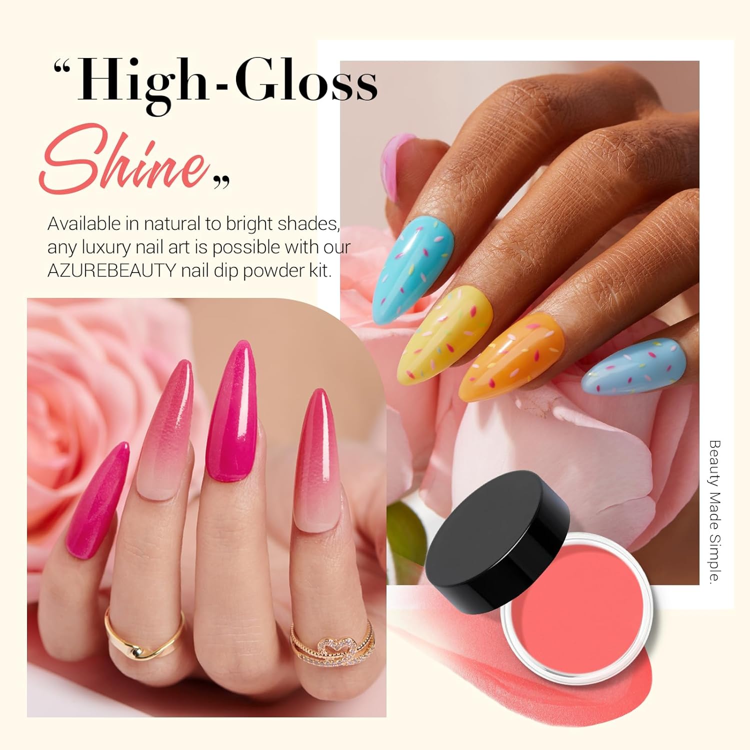 AZUREBEAUTY Dip Powder Nail Kit with Electric Nail Drill 24 Colors Bright Green Pink Orange Nail Starter Kit with Dip Liquids Base Top Coat Activator Portable Manicure French Nail Art Essential Set - Image 3