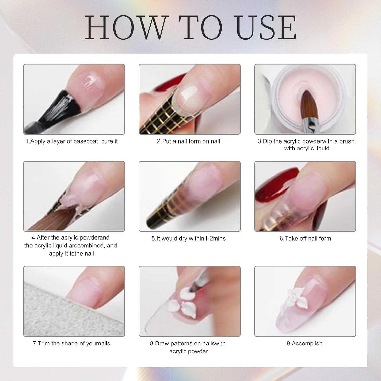 Honey Joy 28g/box Color Acrylic Powder Professional Holographic Silver Glitter Acrylic Nail Manicure Powder for Nail Extension Acrylic Nail System,HJ-NAP017-No.37 - Image 6