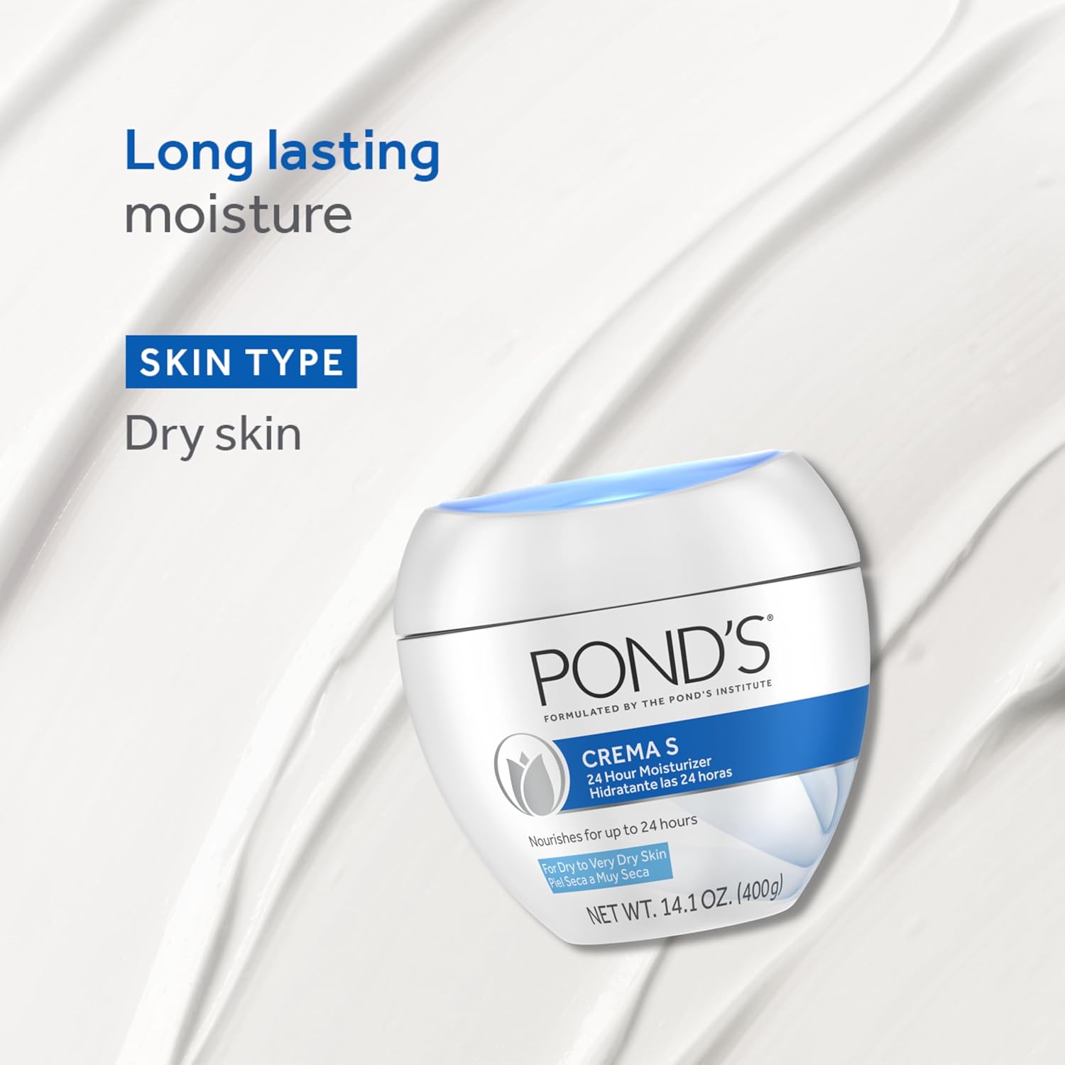 POND'S Crema S Nourishing Face Moisturizer for Women, Skin Care Facial Moisturizer Cream for Dry to Very Dry Skin, Nourishes for up to 24 hours 14.1 oz - Image 4