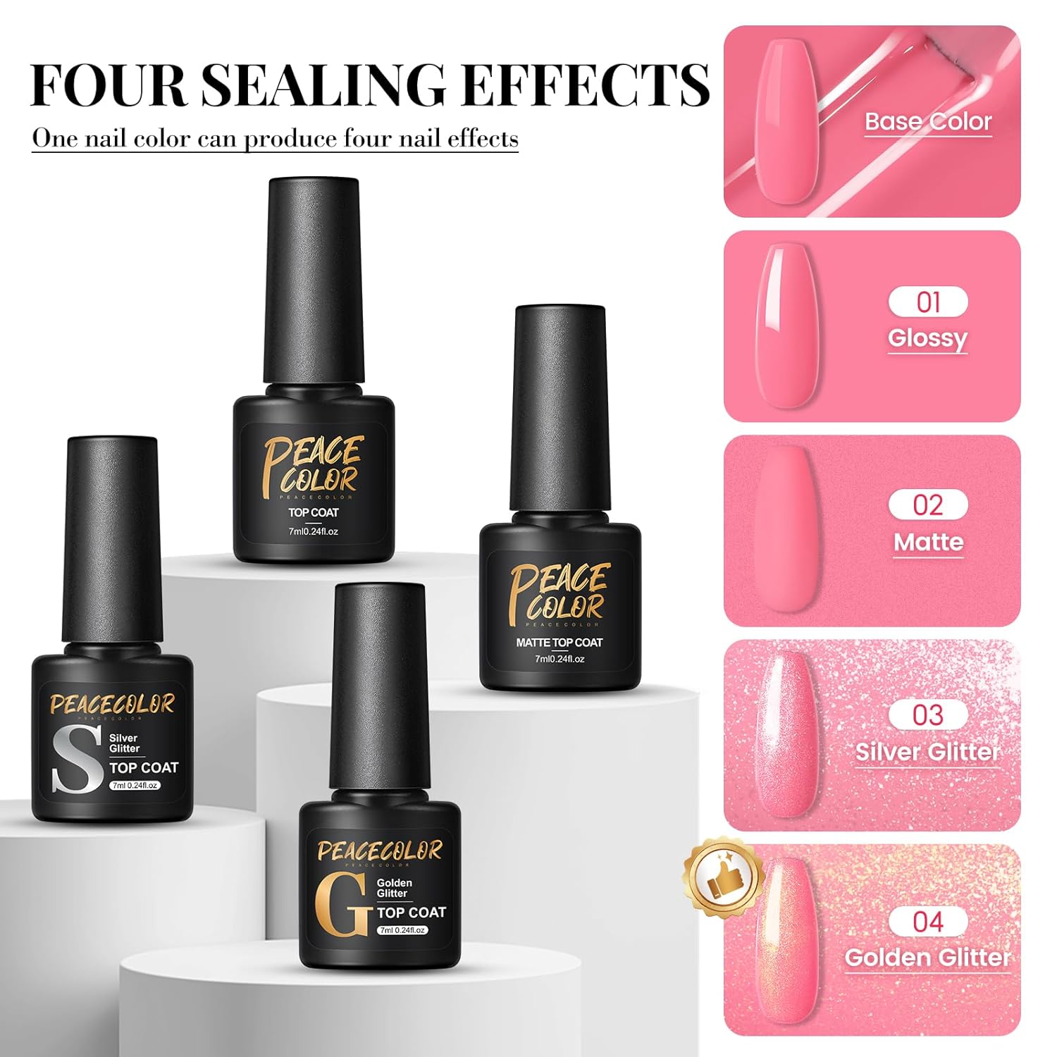 PEACECOLOR 53PCS Gel Nail Polish Kit with U V Light and Drill 35 Colors Gel Polish Nail Kit All Season Soak Off Polish Set with Matte Glitter Glossy Top Coat Manicure Tools DIY Home Women - Image 4