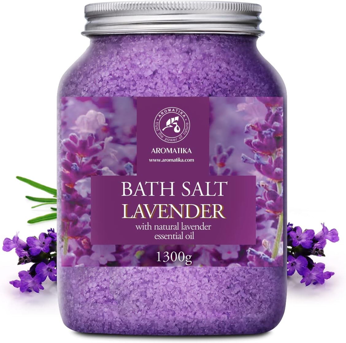 Sea Salt Lavender with Natural Lavender Essential Oil - Set 2x46 Oz - Lavender Bath Salts - Lavanda Salt - Stress Relief - Beauty - Relaxing - Bathing - Body Care - Image 2