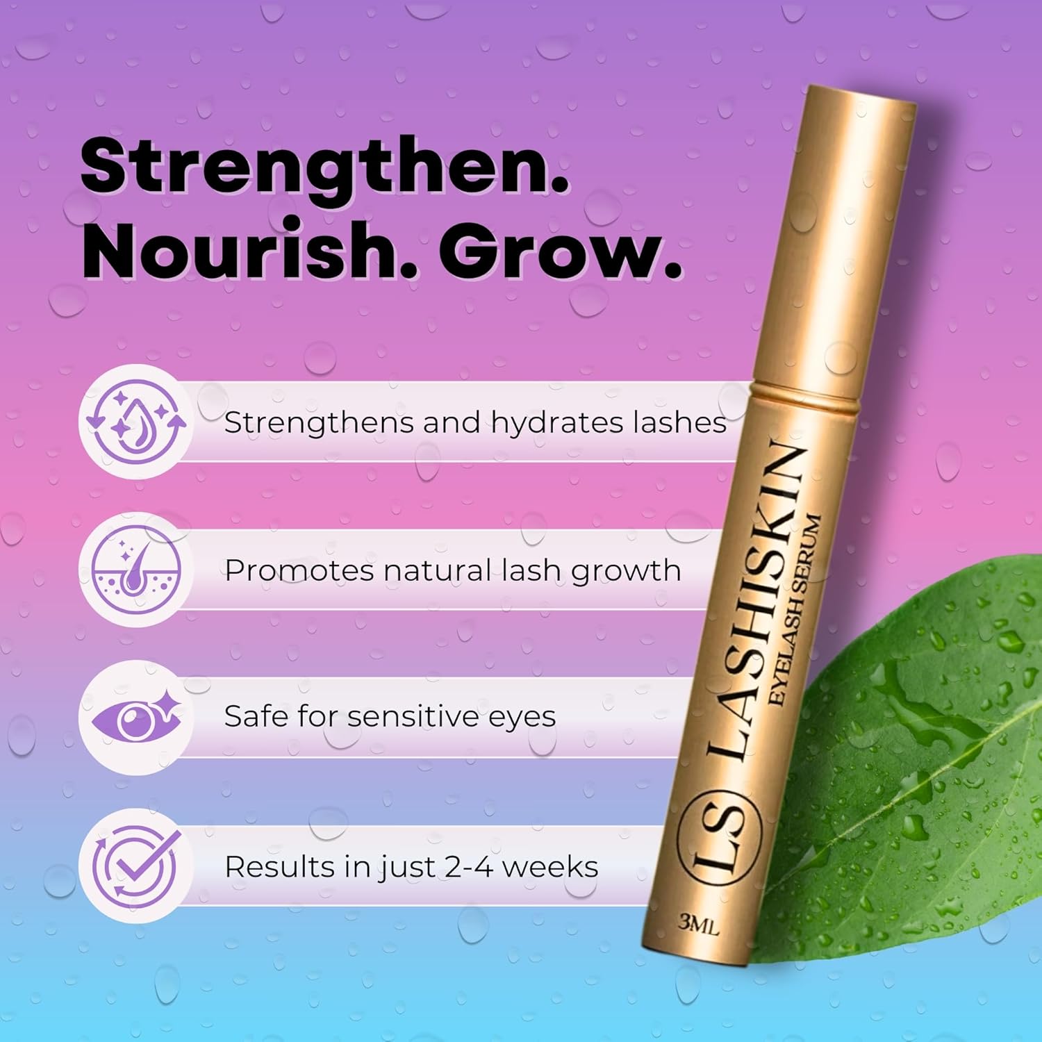 Premium Lash Growth Serum | Powerful Eyelash Enhancing Formula for Stronger, Longer, Fuller Lashes | Rapid EyeLash Growth, Conditioning Eyelash Serum for Healthier Lashes - 3ml - Image 3