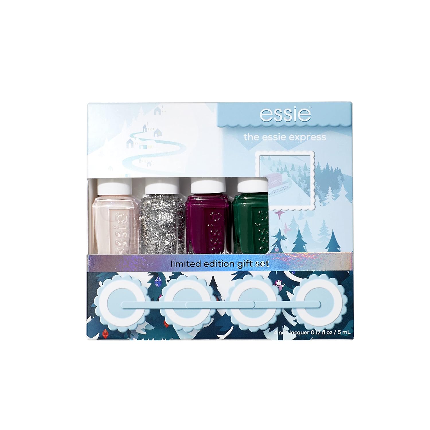 Esie Salon-Quality Nail Polish, Vegan, 4 Piece Longwear Nail Polish Set, The Express: Polar Bolds, 1 Kit