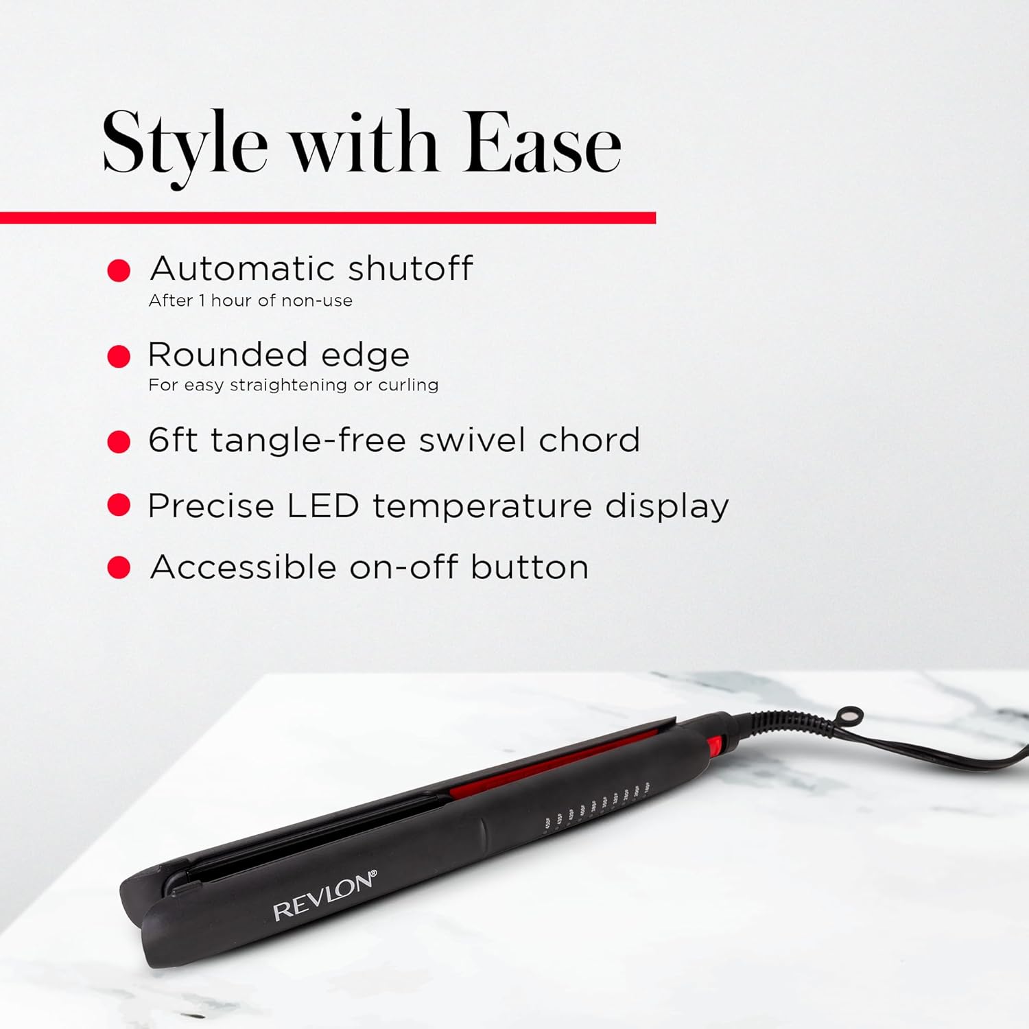REVLON SmoothStay Coconut Oil Infused Hair Straightener - Flat Iron Hair Straightener for Sleek Straight Hairstyles, Enhanced Shine and Moisture (1 in) - Image 6