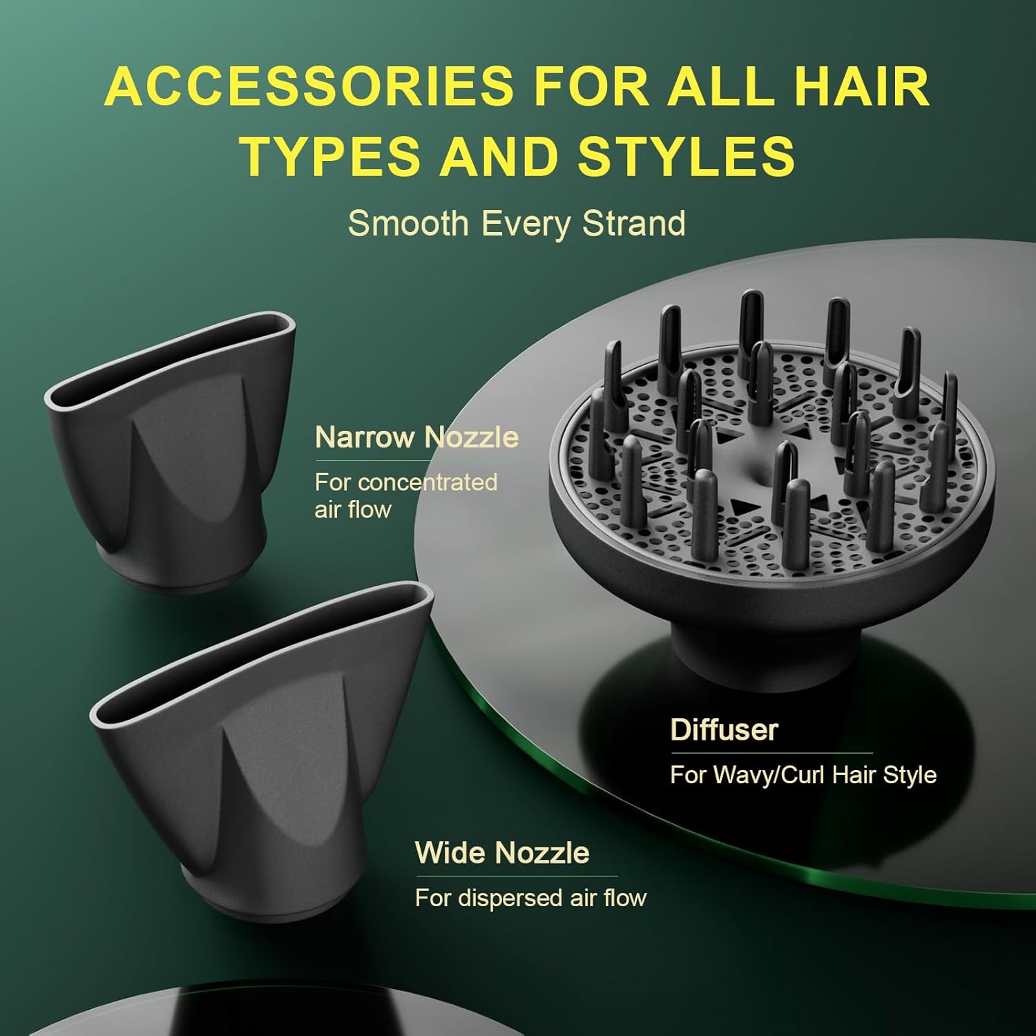 Hair Blow Dryer with Ionic Systems,Diffuser Hair Dryer with & 2 Nozzles,2200W Professional Blow Dryer Powerful Motor for Quick Dry,Hair Dryers for Women and Men,Cool Shot Feature - Image 6