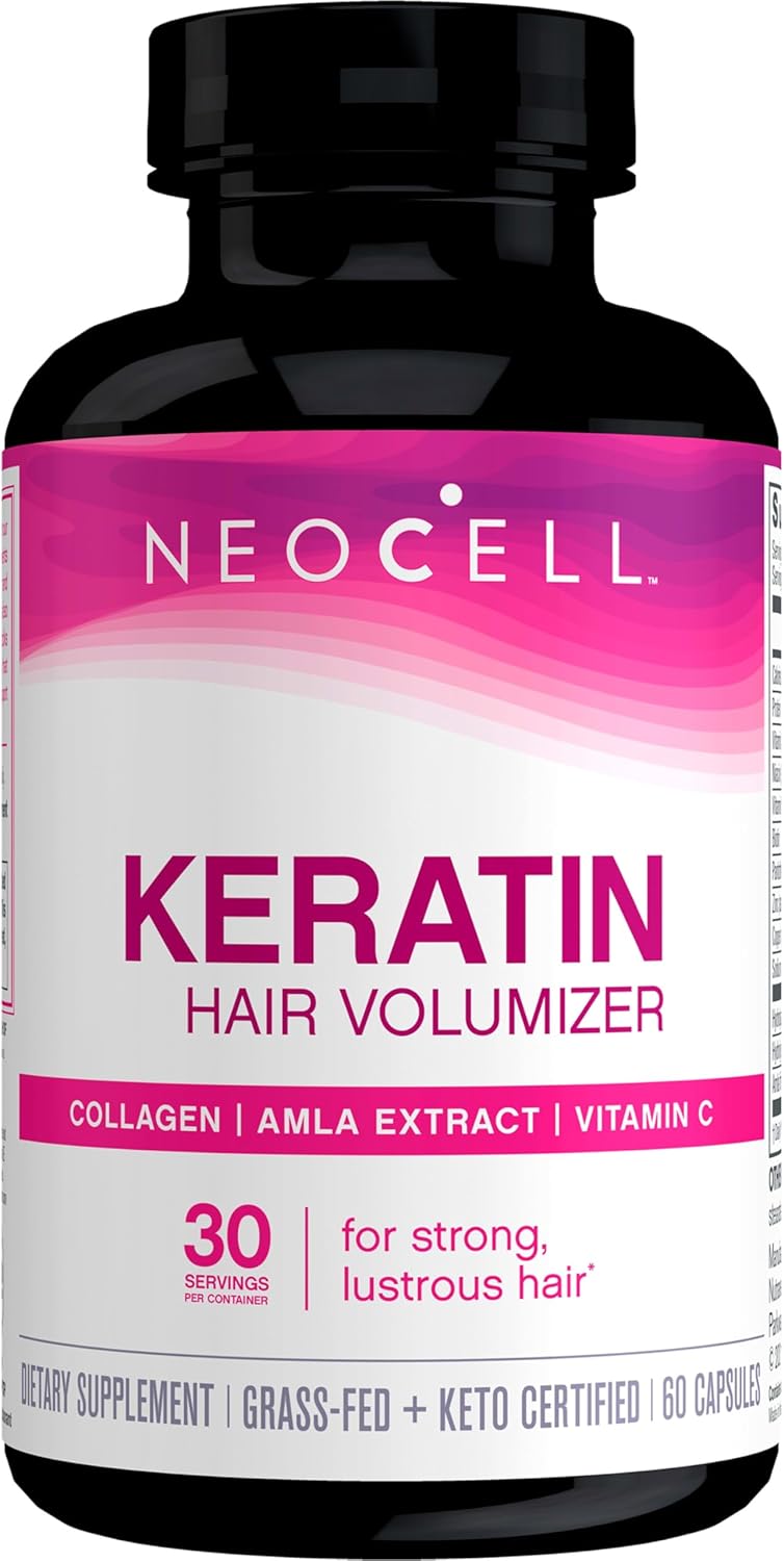NeoCell Keratin Hair Volumizer With Collagen, Amla Extract and Vitamin C, Hair and Skin Supplement, Capsule, 60 Count, 1 Bottle - Image 3