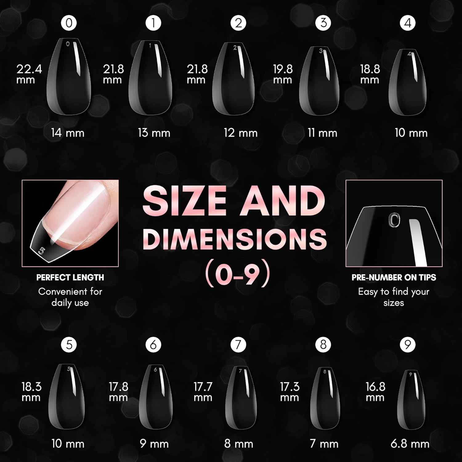 Makartt Short Coffin Clear Nail Tips, 500pcs Press on Full Cover Fake Ballerina Nails Tip Extension 10 Sizes Long Lasting Soak Off False Acrylic Kit for Home & Salon Use - Image 3
