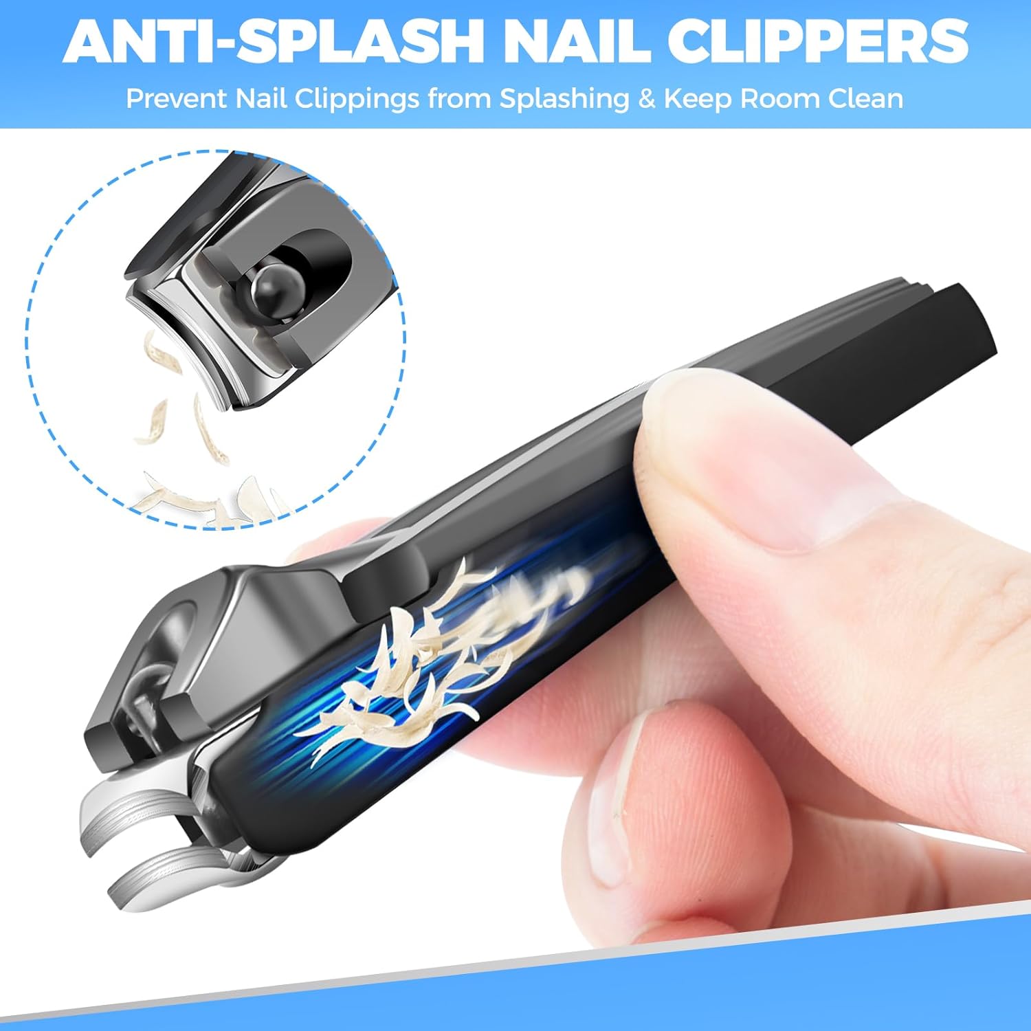 Stainless Steel Nail Clipper Set for Men and Women, 2 Pack with Catcher, Mess-Free - Image 2