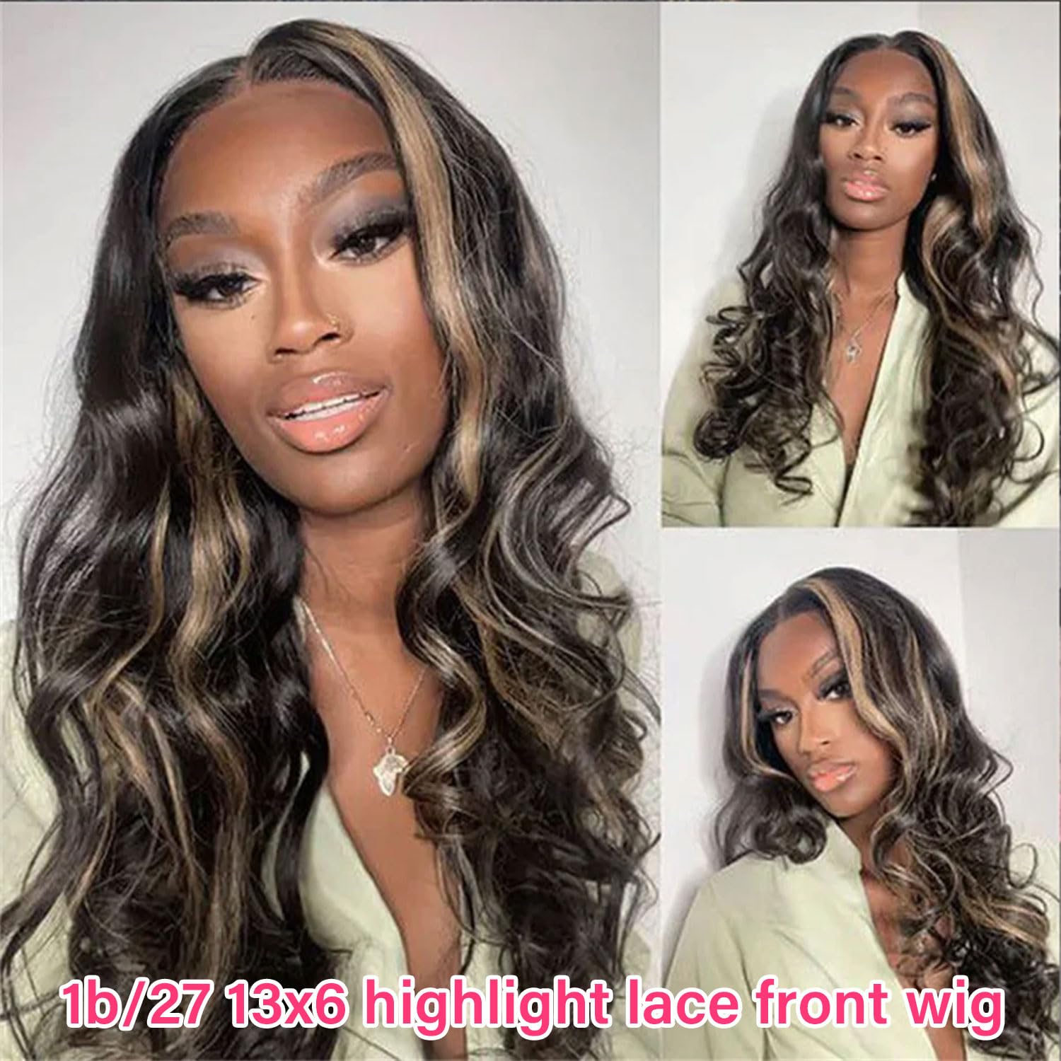 180 Density 26 Inch Body Wave HD Transparent Lace Front Wig 1b27 Balayage Human Hair - Image 2