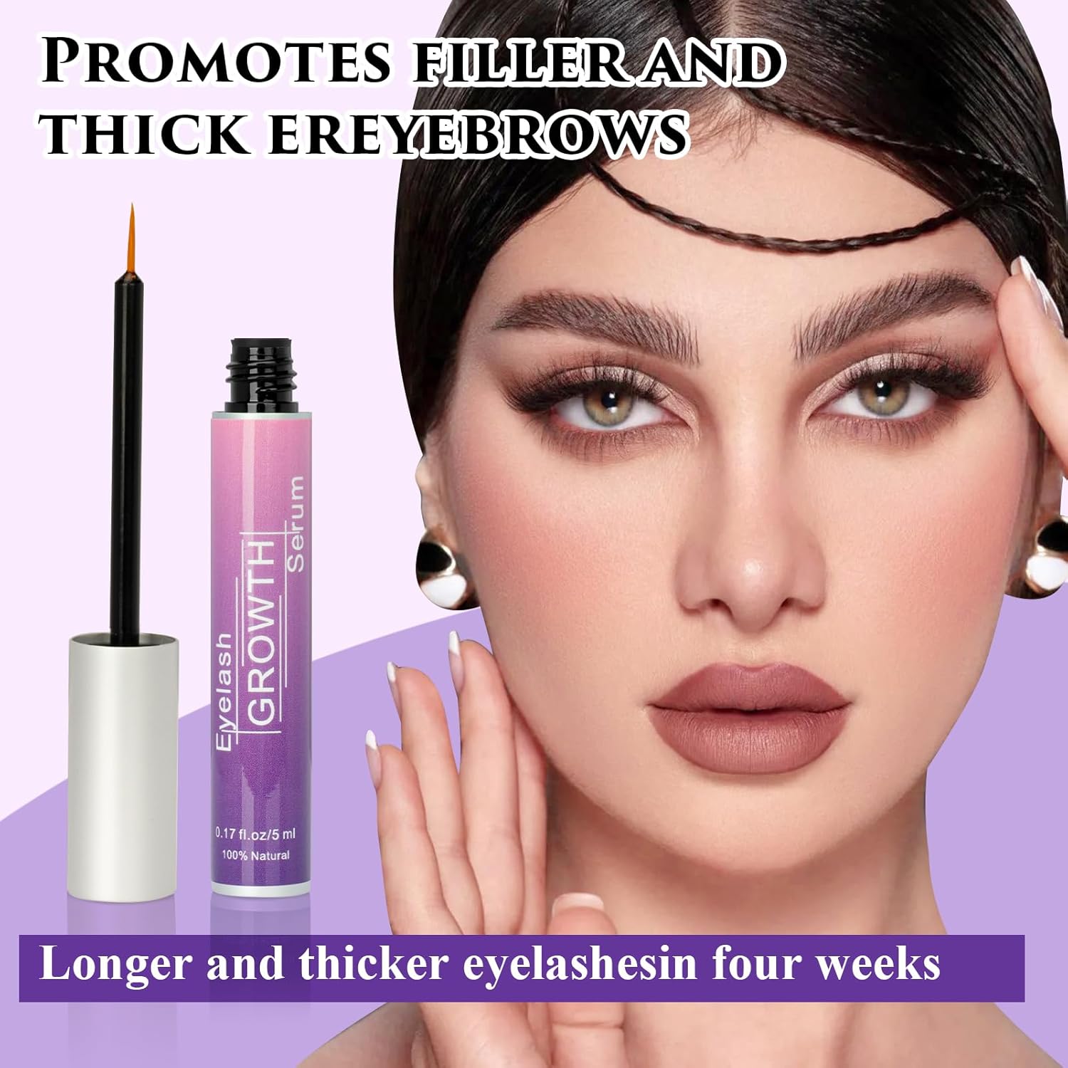 Premium Eyelash Growth Serum, Eyebrow Growth Serum, 18 Plant Extracts for Advanced Lashes Enhancer Longer, Fuller and Thicker, Natural Beauty Enhancement(5ml) - Image 2
