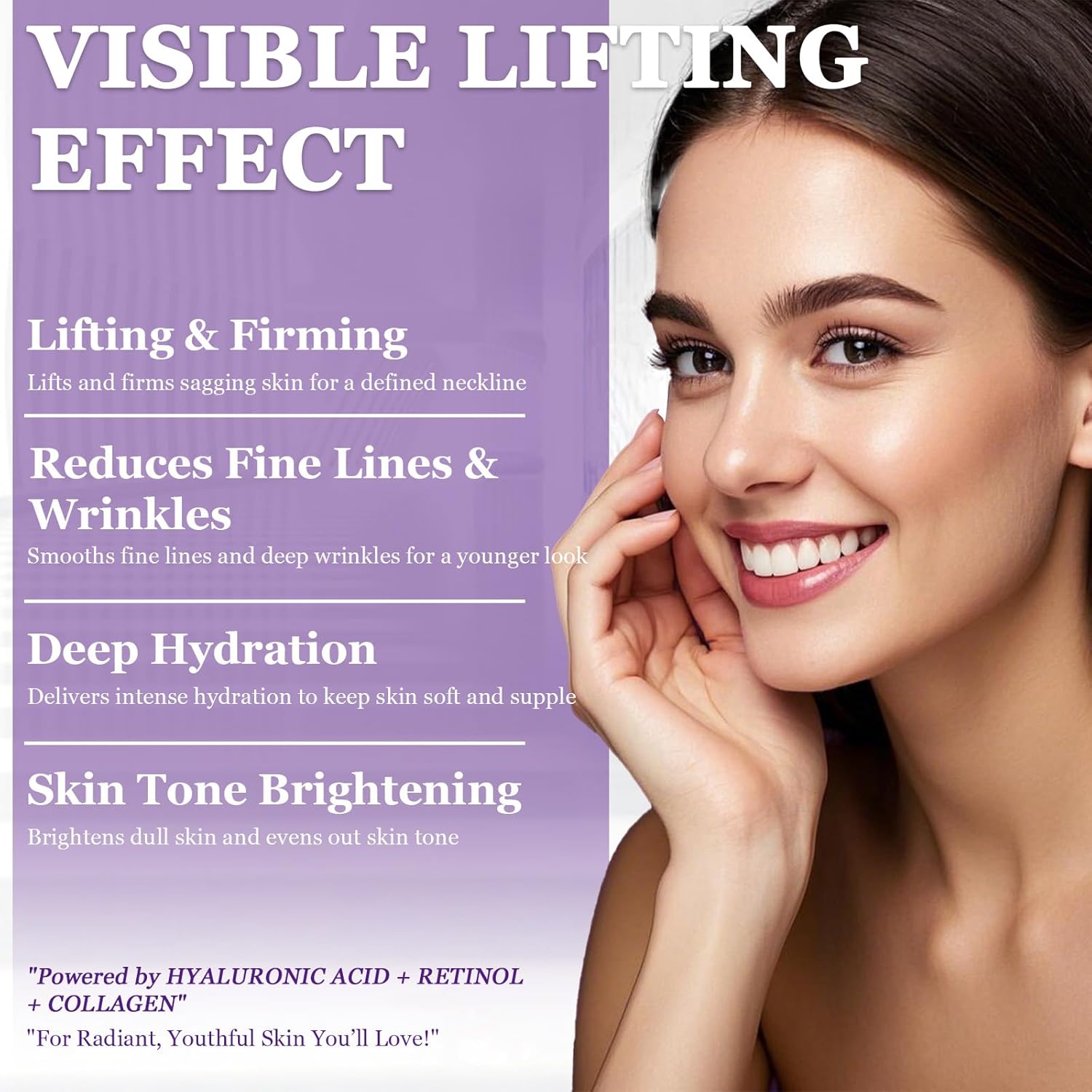 Neck Creams for Tightening and Firming, Retinol Cream for Face, Tighten and Lift Neck Firming Cream, Anti Aging Face Moisturizer with Collagen, Hyaluronic Acid for Sagging Skin, Wrinkles, 1.7 Fl OZ - Image 7