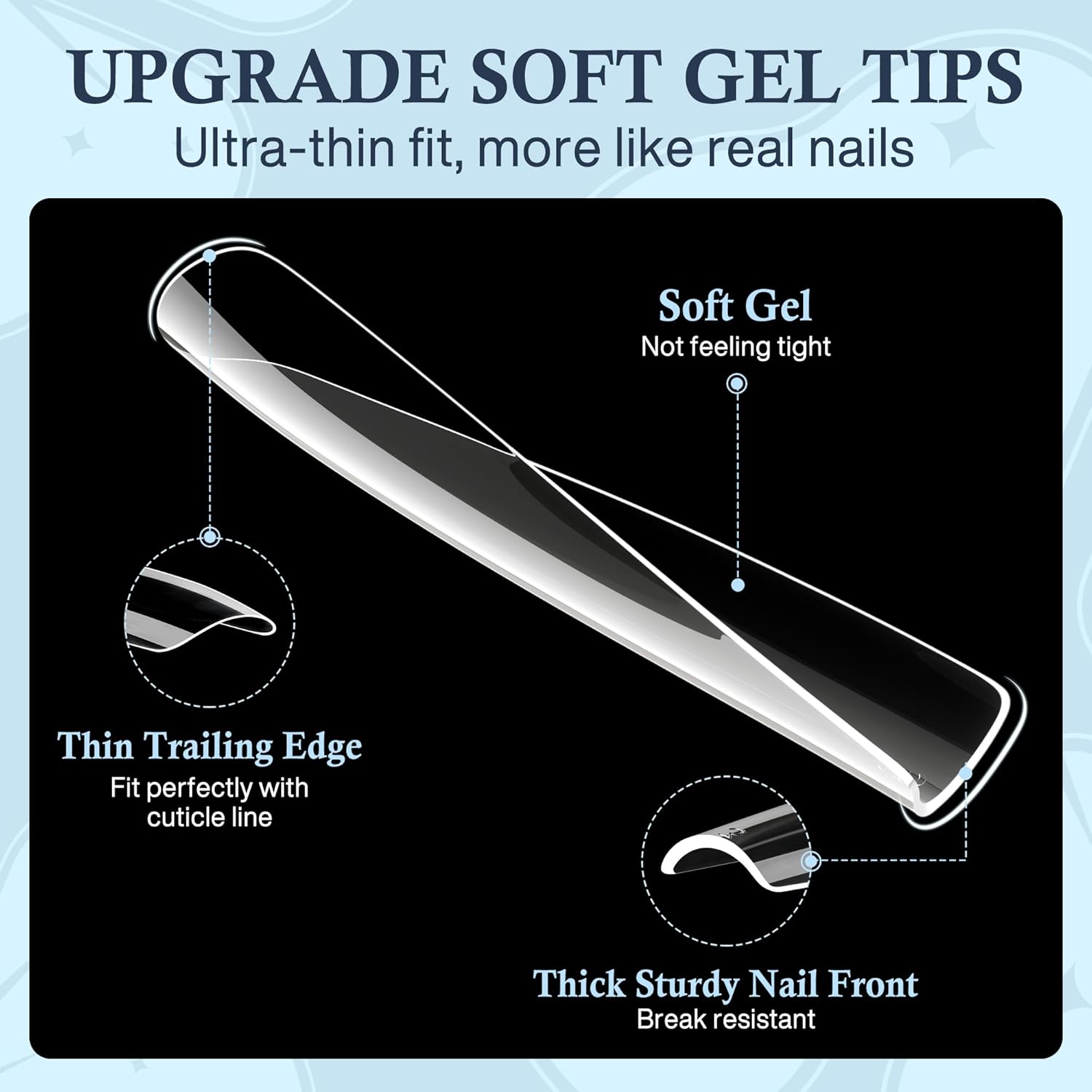 Extra Long Square Nail Tips, XXL 120Pcs 12 Sizes No C Curve Clear Acrylic Nails Straight Tapered Square Press on False Nail Tips for Nail Extension Nail Art Salon Home DIY - Image 3