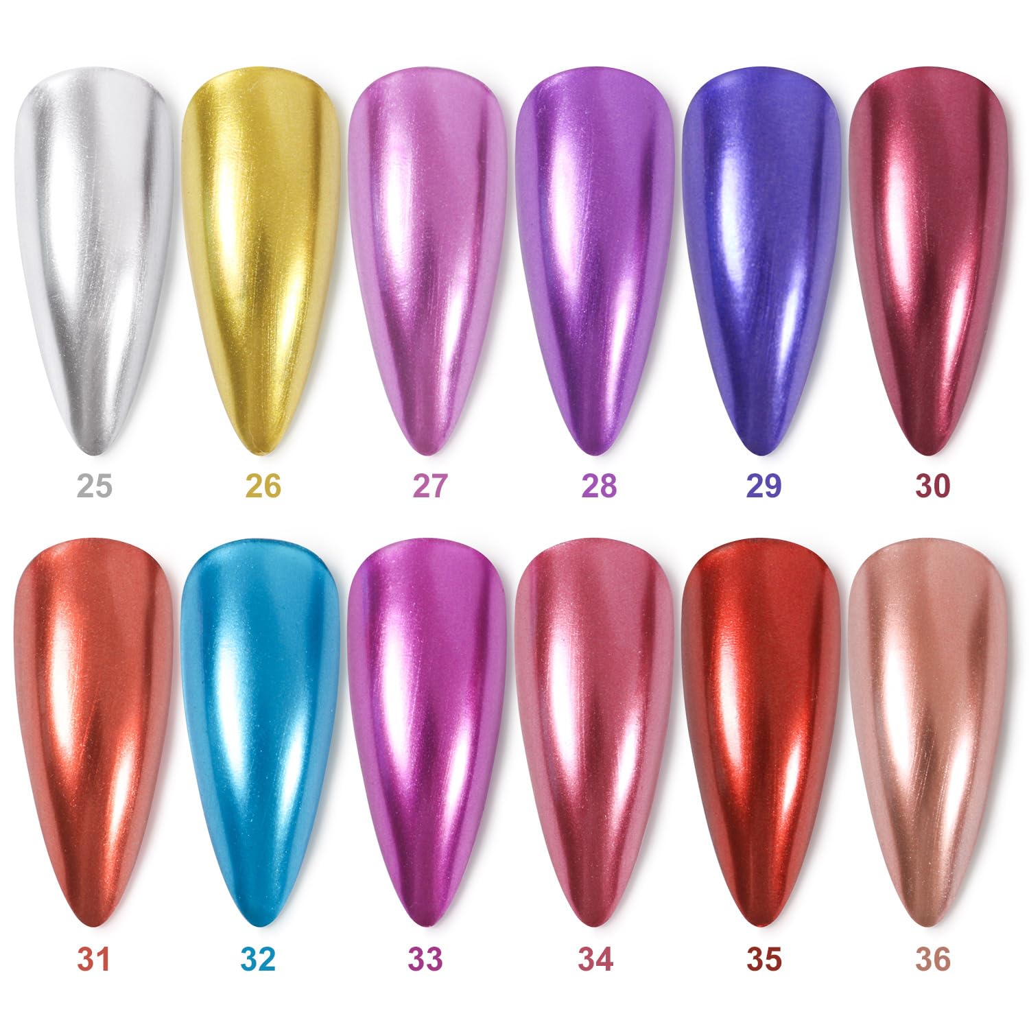 DouborQ Metallic Nail Polish Set,12 Colors Mirror Chrome Glitter Nail Polish 0.35 FL.oz/10ml Holographic Gold Silver Pink Red Purple Nail Polish Manicure - Image 8