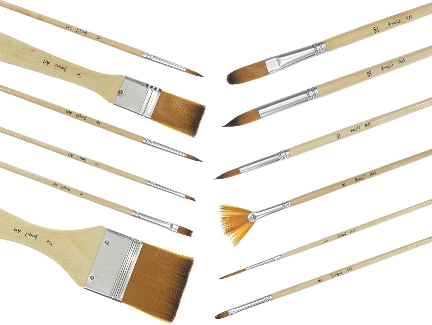 24 Pcs Artist Paint Brush Set with Free Carry Pouch for Watercolor, Acrylic, Oil and All Media, Suitable for Canvas, Paper, Ceramic, Golden Nylon Hair, Wood Handles JQ-B24 - Image 3