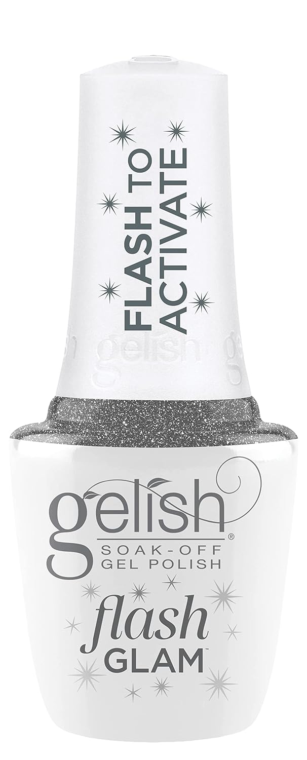 Gelish Flash Glam Glitter Gel Polish – Sparkling Flash-Activated Glitter, Long-Lasting, High-Shine, Chip-Resistant, Vegan & Cruelty-Free Professional Polish (Dripping In Bling, 15mL)