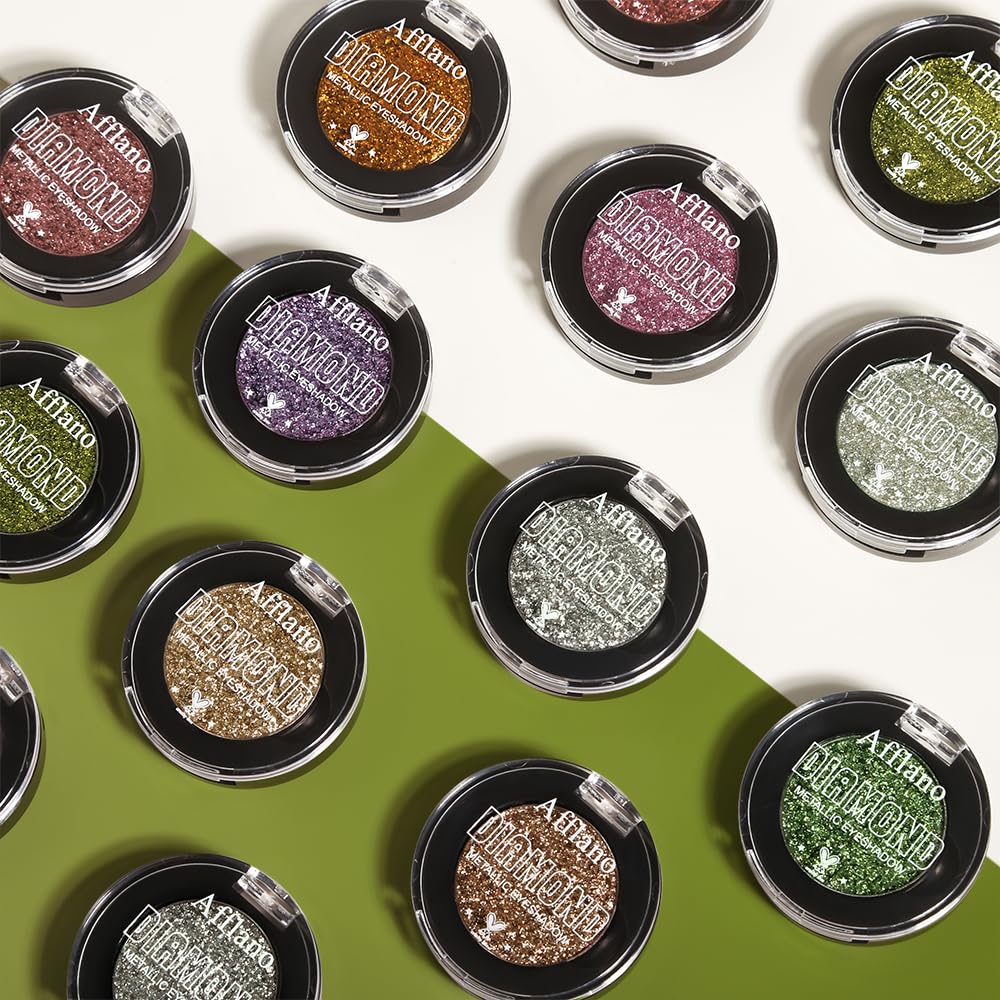 Afflano Sparkle Olive Green Metallic Glitter Eyeshadow, Single Shimmery Deep Green Eyeshadow Palette, Small Metallic Eye Shadow Pallet for Girl Women Smokey Eye Look, 24H - Image 5