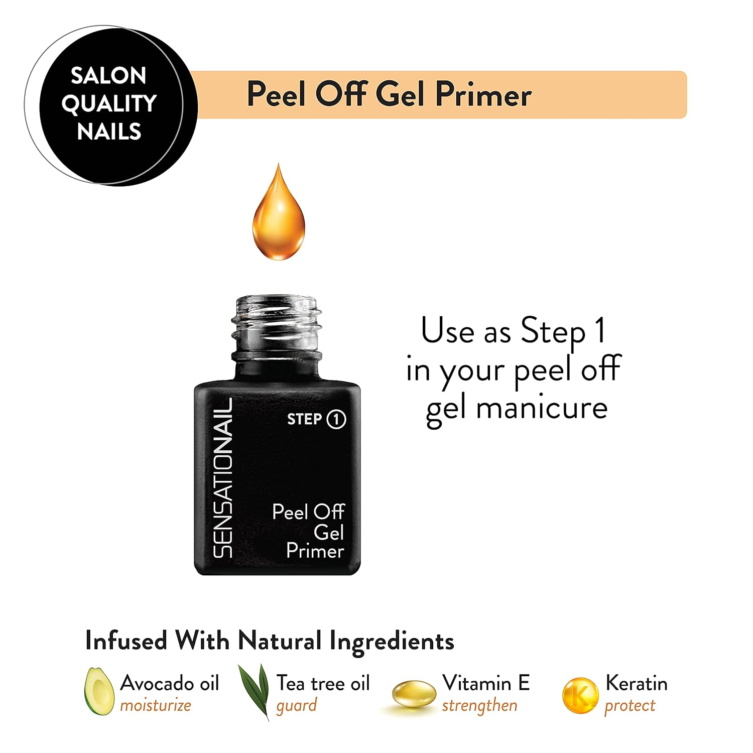Sensationail Peel Off Gel Primer Nail Polish - Easy Removal Formula - No Acetone Needed - Leaves Nails Strong & Healthy - Clear - 7.39 mL/0.25 fl oz - Image 2