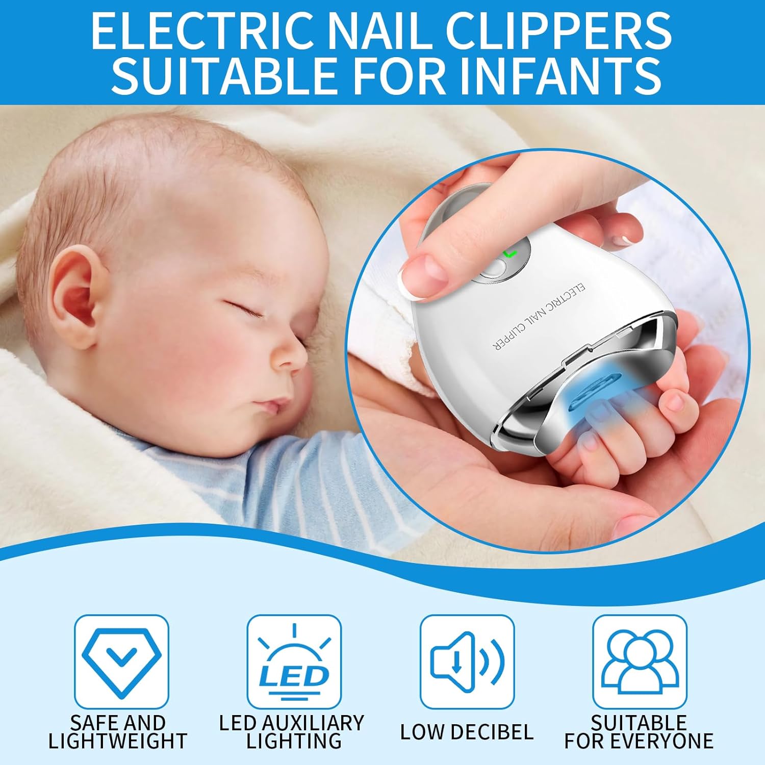 Automatic Electric Nail Clipper with Nail File, 3 Speeds LCD Digital Display and LED Light, USB Rechargeable, Fingernail Trimmer with Nail Clipper Storage Best Gift for Mom Dad Kids, Seniors - Image 2