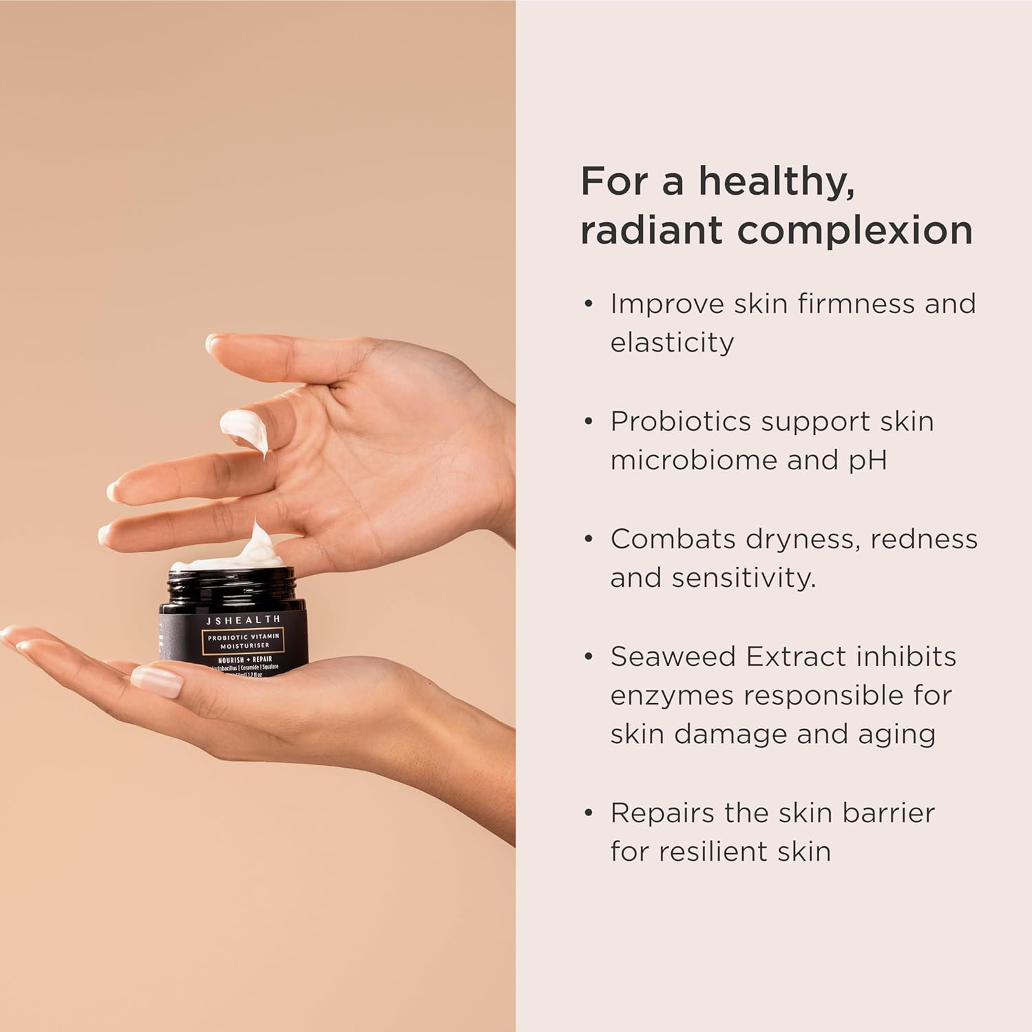 JSHealth Face Moisturizer For Women and Men - Ceramide Moisturizer Face Cream - Hydrating Face Lotion for Dry Skin with Probiotics - Image 2
