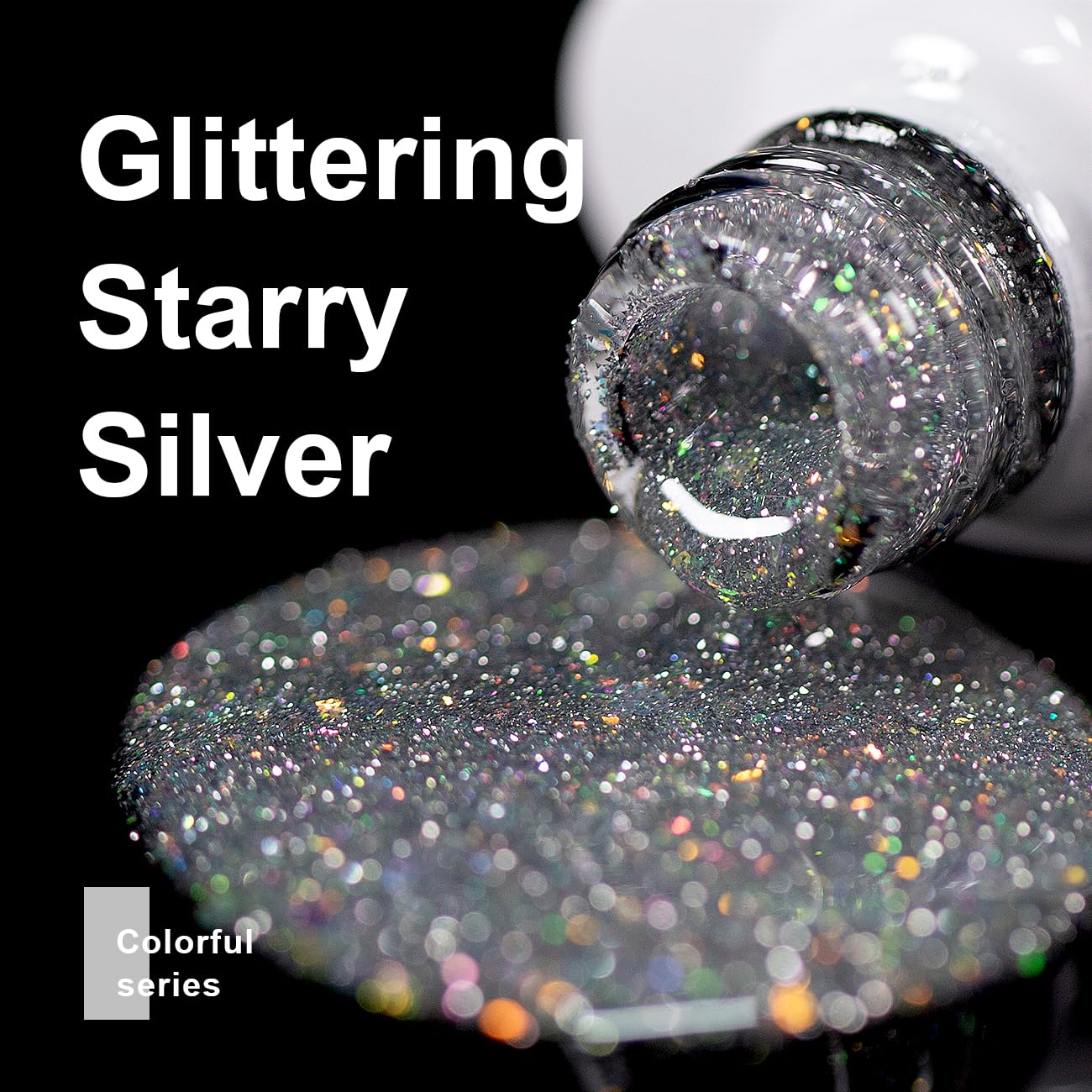 RARJSM Reflective Glitter Gel Polish Silver Sparkling Glitter Iridescent Shimmer Gel Nail Polish Sparkle Diamond Holographic Gelpolish Soak off Nail Art Varnish Manicure for Salon DIY at Home - Image 4