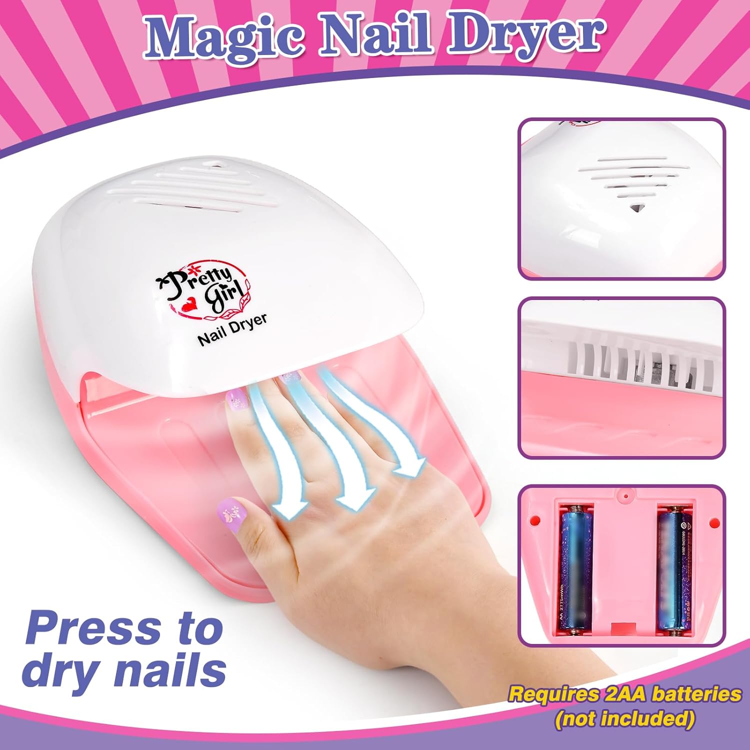 Kids Foot Spa & Nail Kit Set, Kids Spa Day Kit for Girls, Massage Foot Soak Tub and Nail Dryer, Manicure Pedicure Art Salon Girl Gift for 5-12, Christmas Birthday Gifts - Image 6