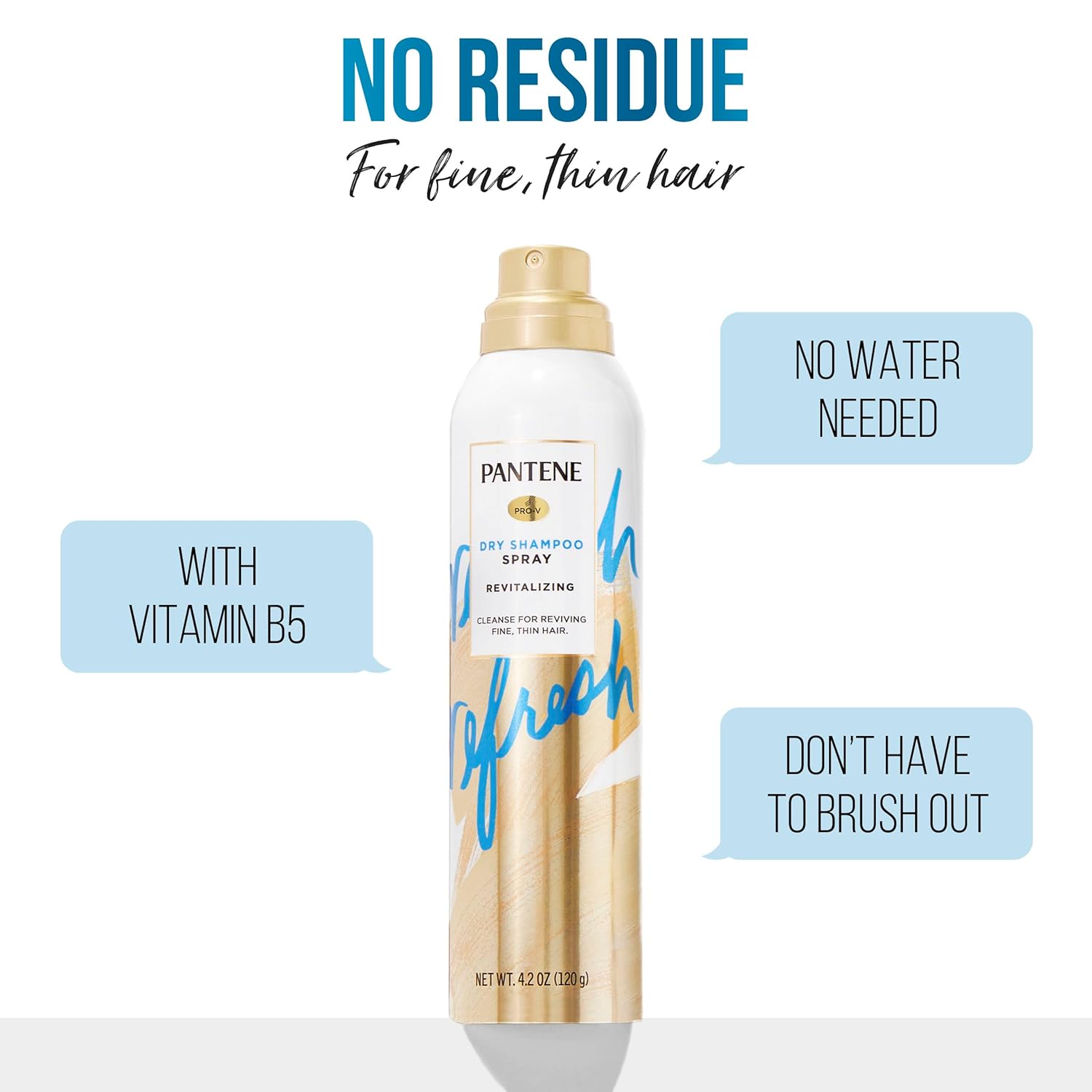 Pantene Pro-V Refresh Dry Shampoo Spray, Volumizing and Cleansing with Vitamin B5, for Fine, Thin and Color Treated Hair, 4.2 oz - Image 3