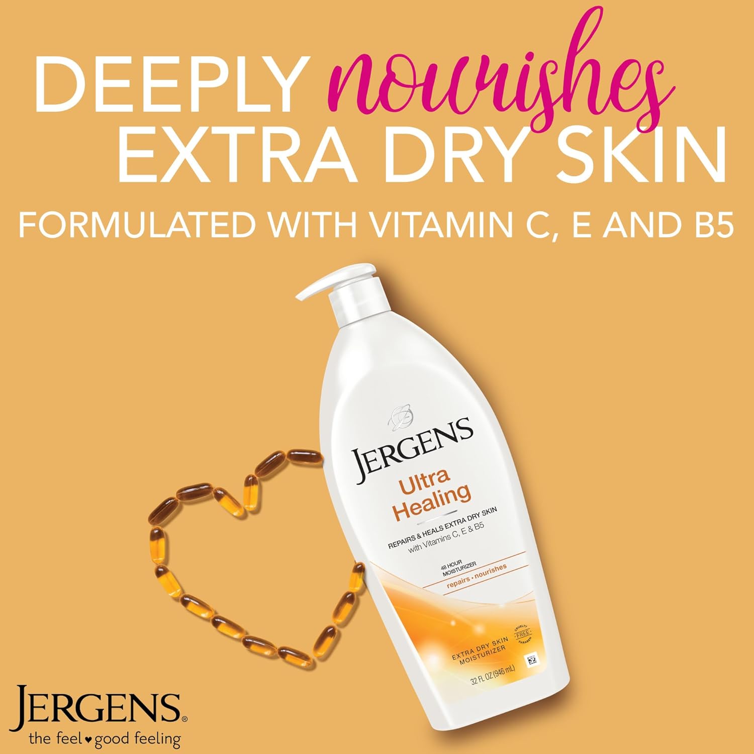 Jergens Ultra Healing Extra Dry Skin Hand and Body Moisturizer 32oz - Image 2
