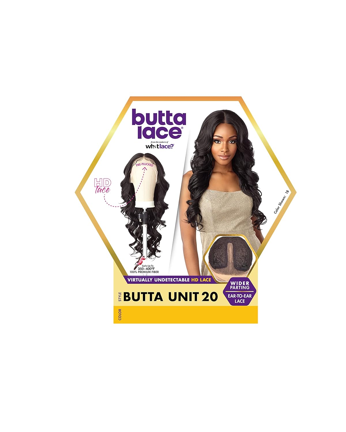 Sensationnel Butta Lace Wigs - Unit 20 Extra Wide 5 Inch Deep Parting Synthetic Preplucked Hairline Glueless Lacefront (1 JETBLACK) - Image 5