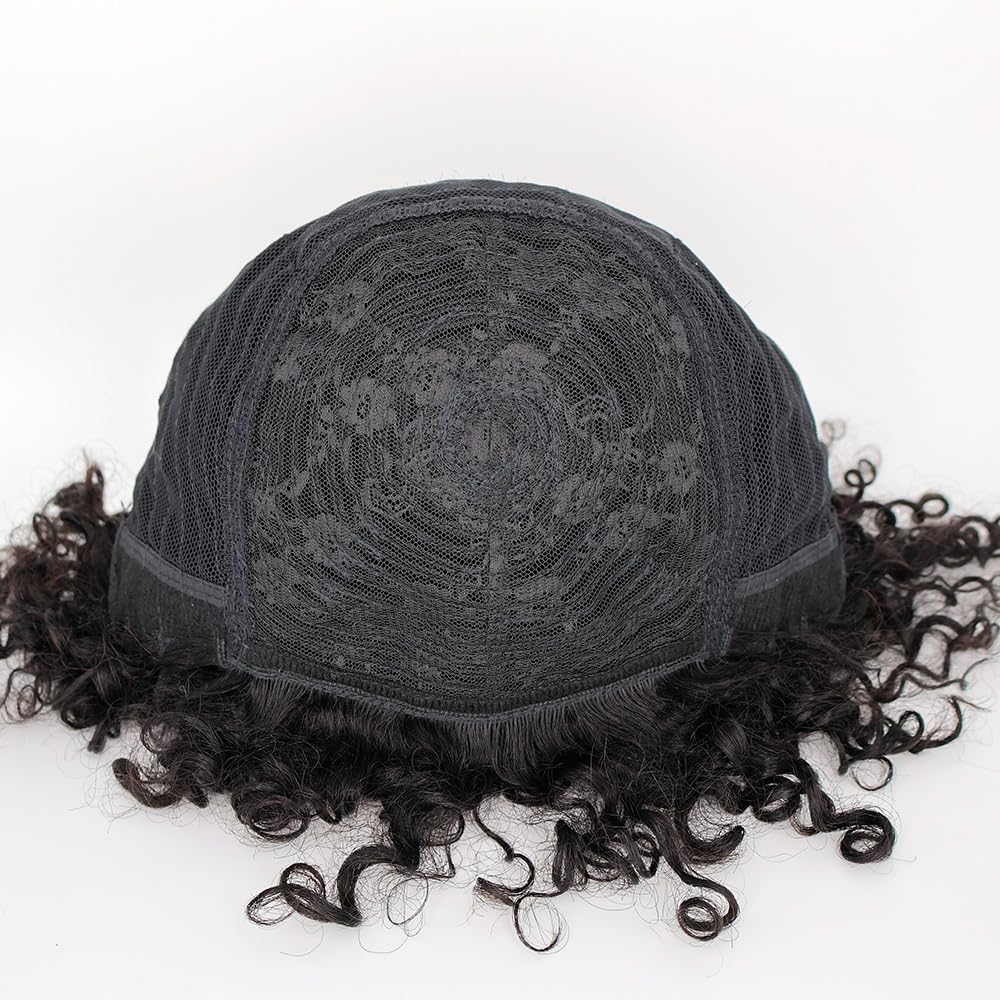 12inch short water wave wig with bangs glueless wear and go, 100% human hair wigs for black women, machine made, no lace, light and comfortable (wavy/natural black, 12 inches) - Image 9