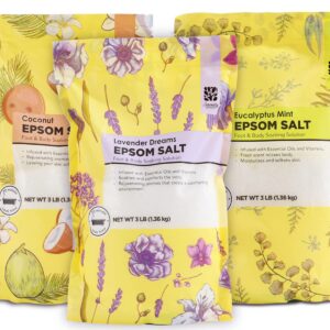 Epsom Salt for Soaking, 9 lb Scented Bath Salts for Women, Lavender & Eucalyptus & Coconut, Epsom Salt Bulk Bath Spa Set Gifts for Women, Mother's Day Gifts, 3lb (Pack of 3)