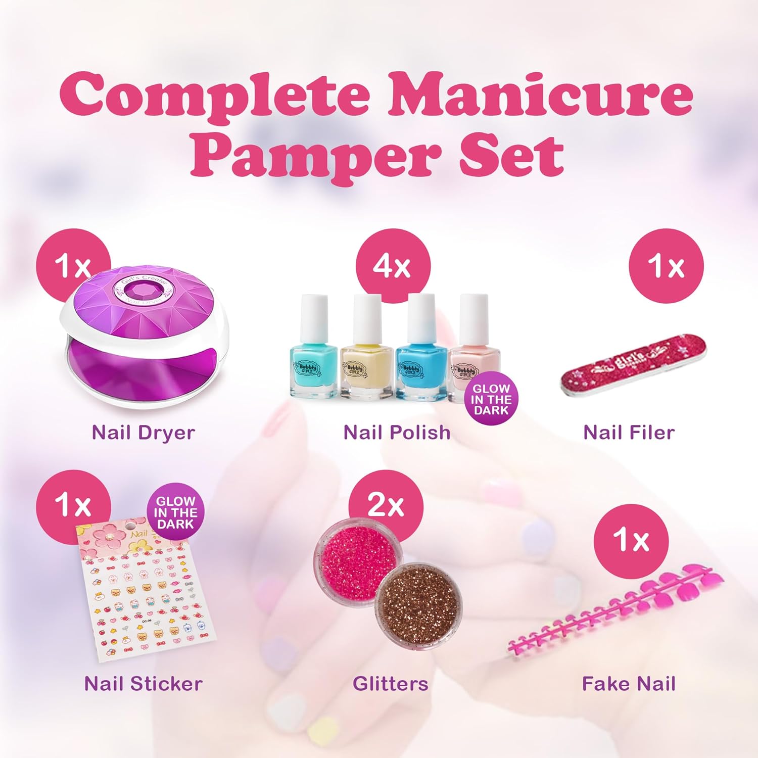 Glow in Dark Kids Spa Day Kit for Girls - 42+ Piece Set Waterfall Foot Spa - Perfect Spa Kit for Girls, Fun Pedicure and Party Supplies, Ideal for Girls Ages 6 7 8 9 10-12 - Image 4
